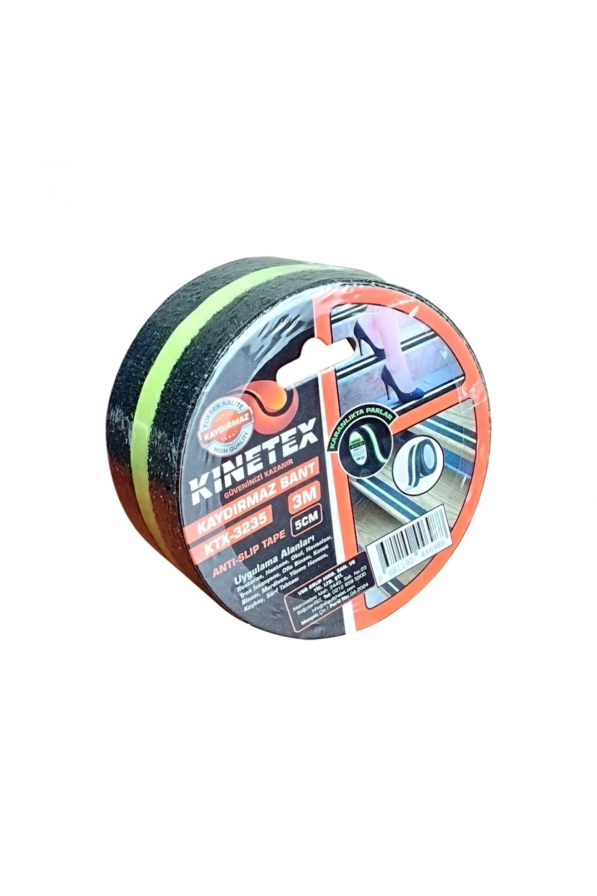 5CMX3MT   FOSFOR ŞERİTLİ - KARANLIKTA PARLAR  KAYDIRMAZ SİYAH BANT (5047)