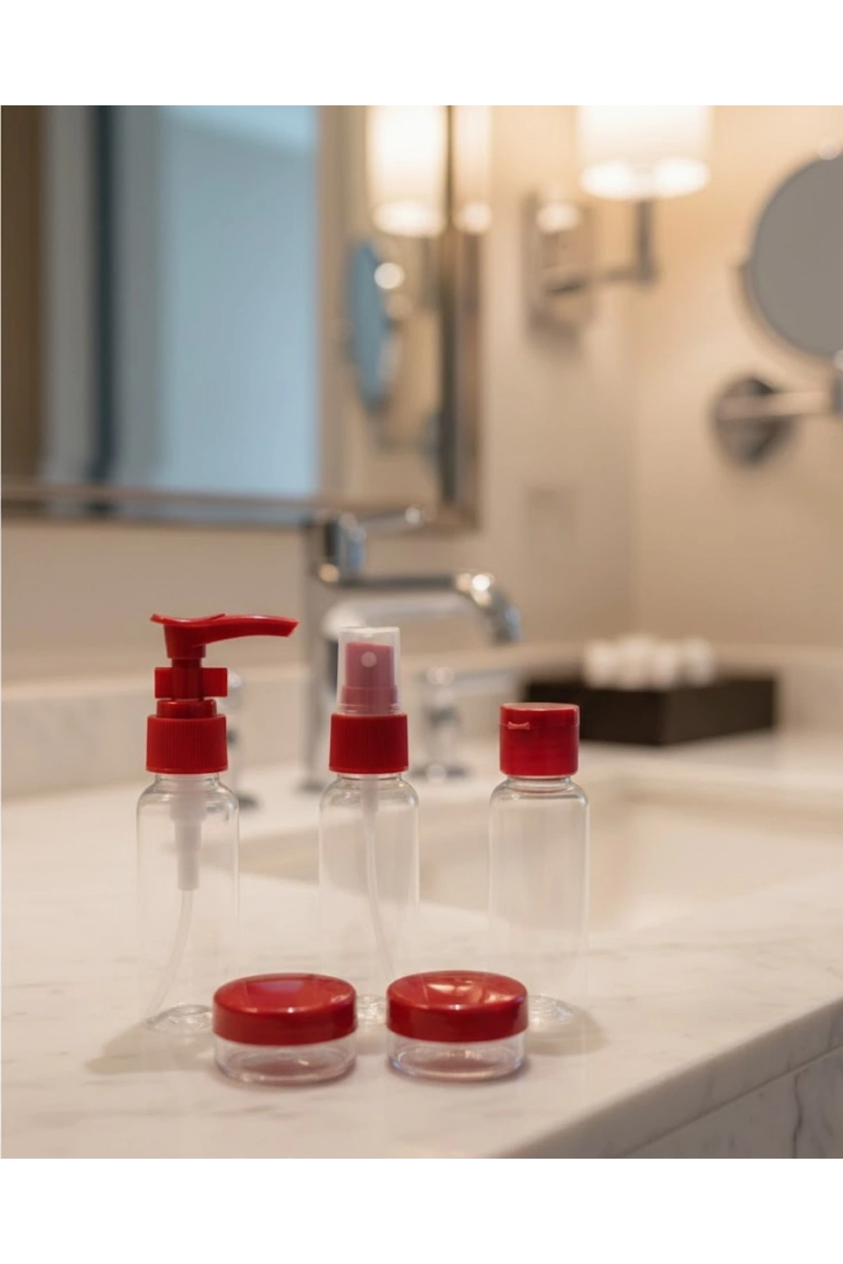 5’li Seyahat Boy Kozmetik Şişe Seti 30 ml Çantalı Organizer