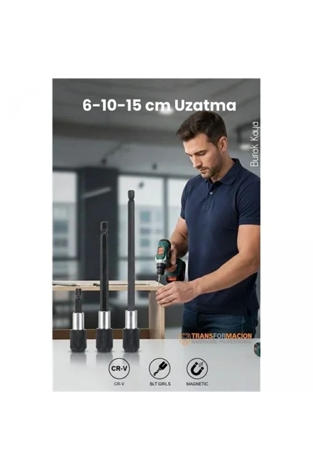 6-10-15 Cm 3lü Manyetik Uzatma Bits Adaptör Seti | Ulaşılmaz Alanlar Ve Hassas Vidalama İçin