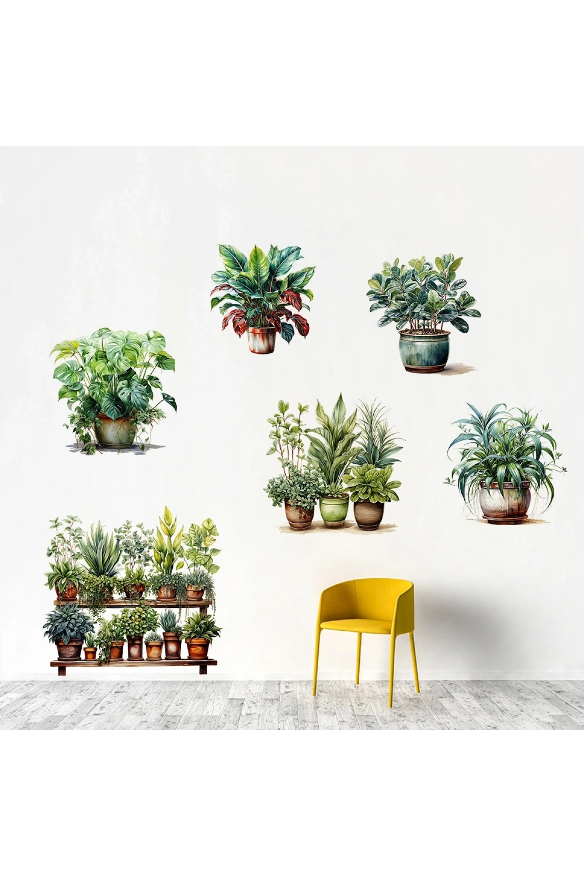 6 li Sticker Saksılı Çiçek Modelleri (5047)