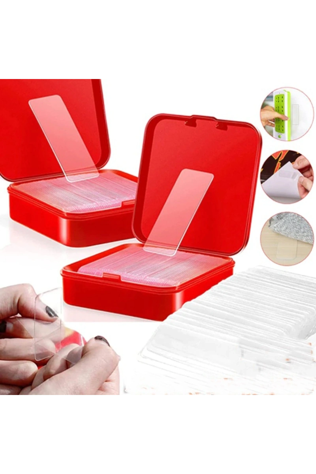 60 Parça Çift Taraflı Tekrar Kullanılabilir Yapışkan Bantlar