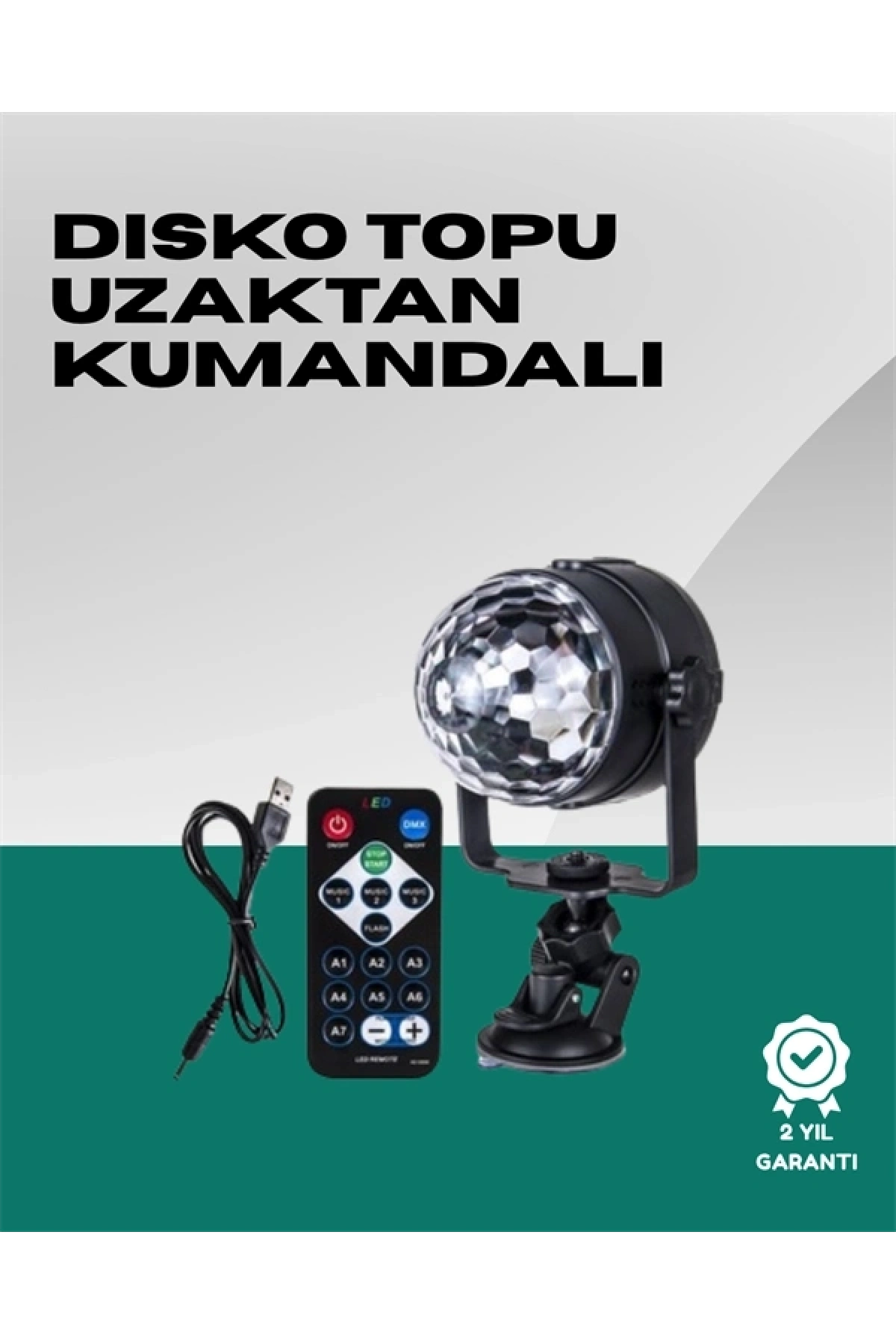 7 Farklı Aydınlatma Modu ve Ses Sensörlü Disko Topu Lambası