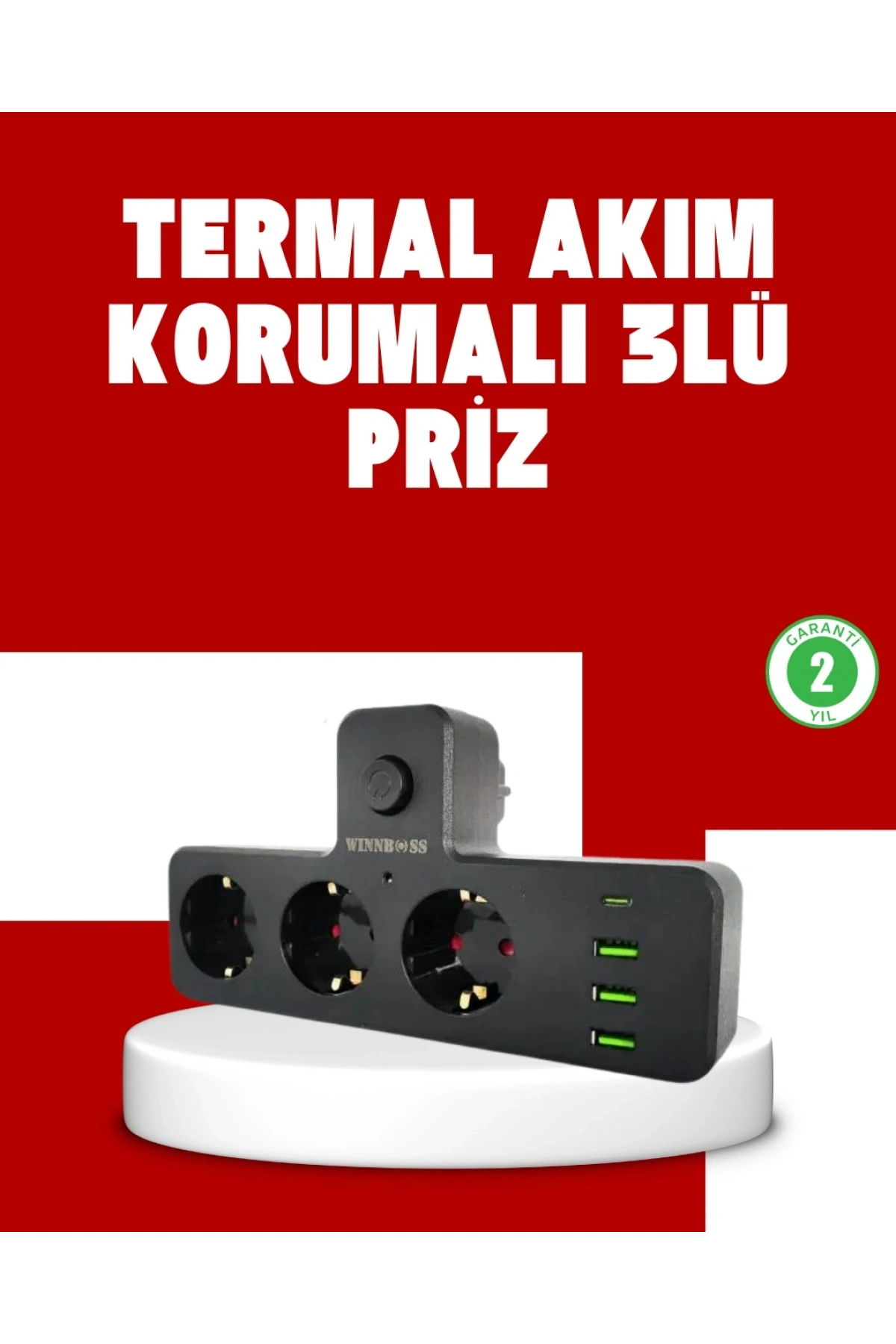 7 Portlu Çoklu Priz USB ve Type-C Girişli Akıllı Güç Ünitesi