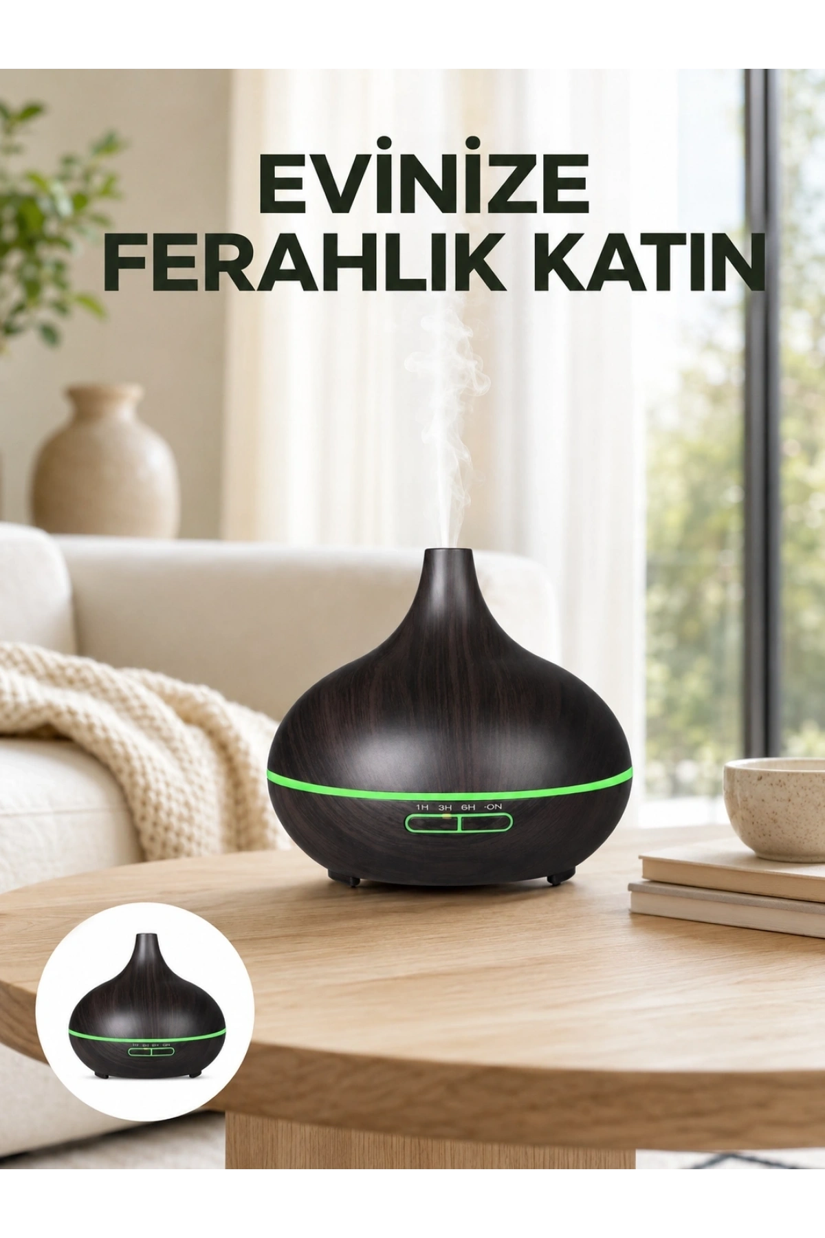 7 Renk Işıklı Ultrasonik Hava Difüzörü – Sessiz ve Güvenli Kullanım