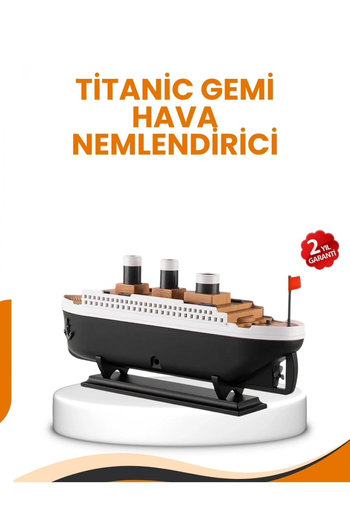 7 Renk Ortam Işıklı Dekoratif Gemi Tasarım Hava Nemlendirici Difüzör
