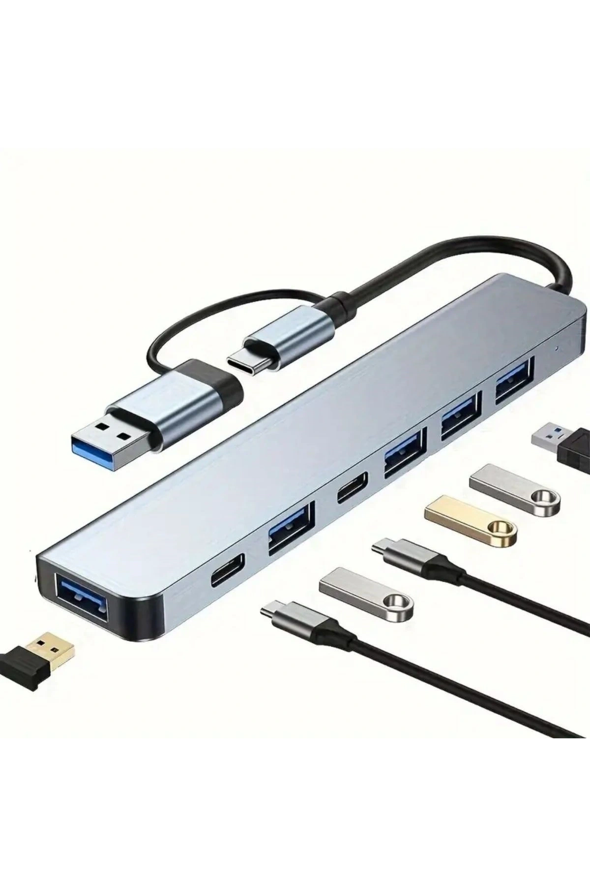 8 in 1 Usb Çevirici Notebook Macbook Type-C Uyumlu Görüntü Aktarıcı Hub (5047)