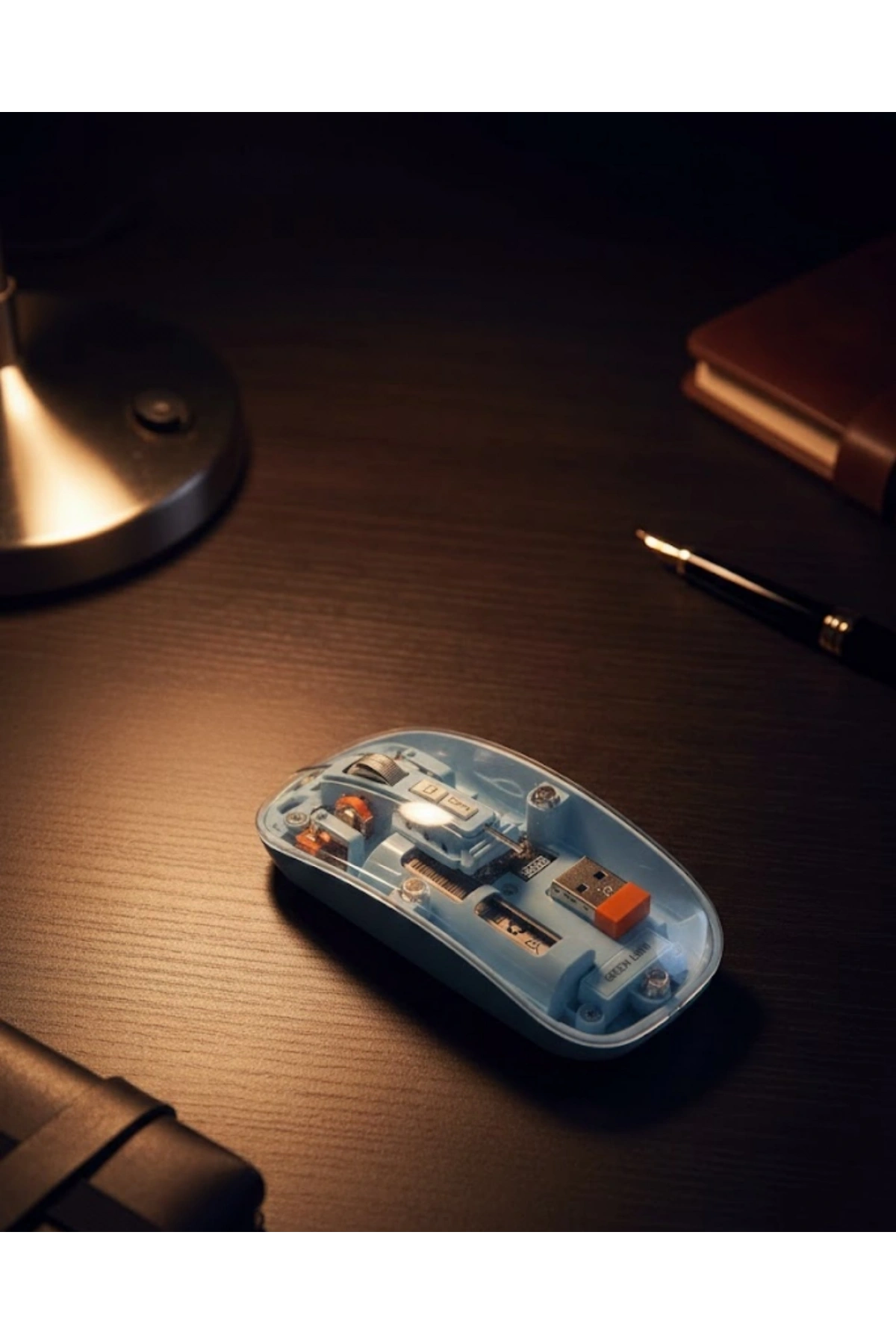 800 1600 DPI Ayarlanabilir Mavi Kablosuz Mouse Pilli