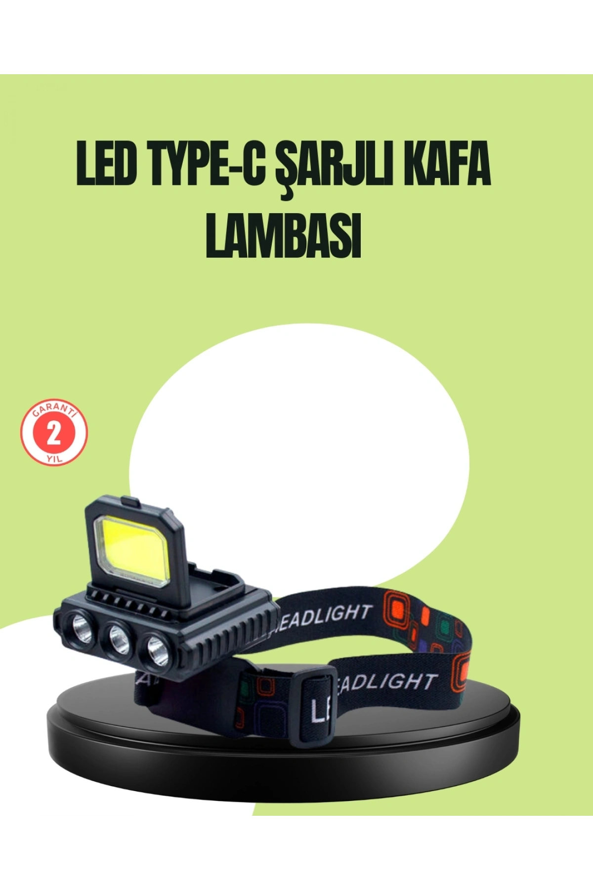 800 Lumen Çok Fonksiyonlu LED Kafa Lambası Type C Şarjlı