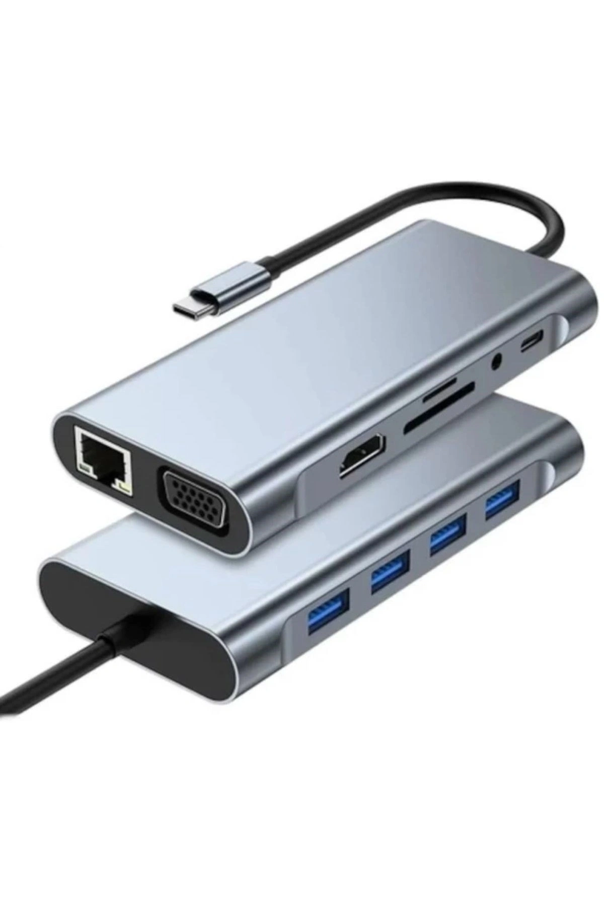 8in1 Type-C Çoklayıcı Hub HDMI 4K USB 3.0 SD TF Kart RJ45 Ethernet Dönüştürücü Adaptör (5047)