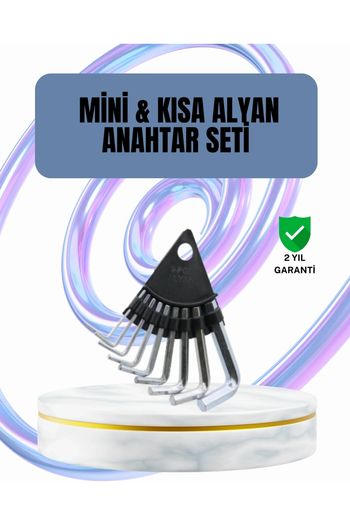 9 Parça Alyan Anahtar Seti Altıgen Uçlu Mobilya ve Tamir İçin