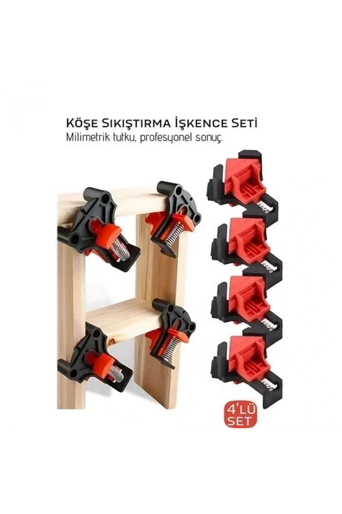 90 Derece Köşe Sıkıştırma İşkence Seti 4lü - Köşe Tutucu Köşe Birleştirici