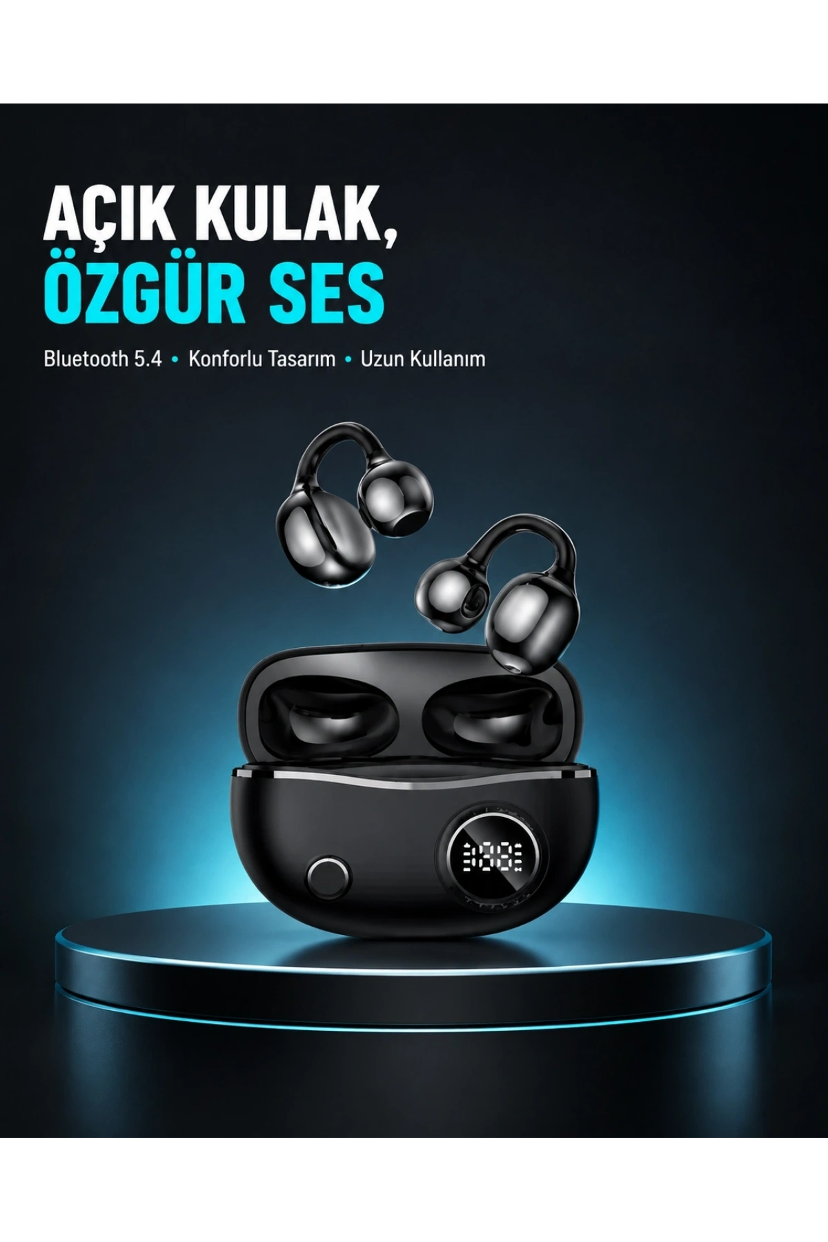Açık Kulak Bluetooth Kulaklık 5.4 APTX Destekli Ergonomik Tasarım