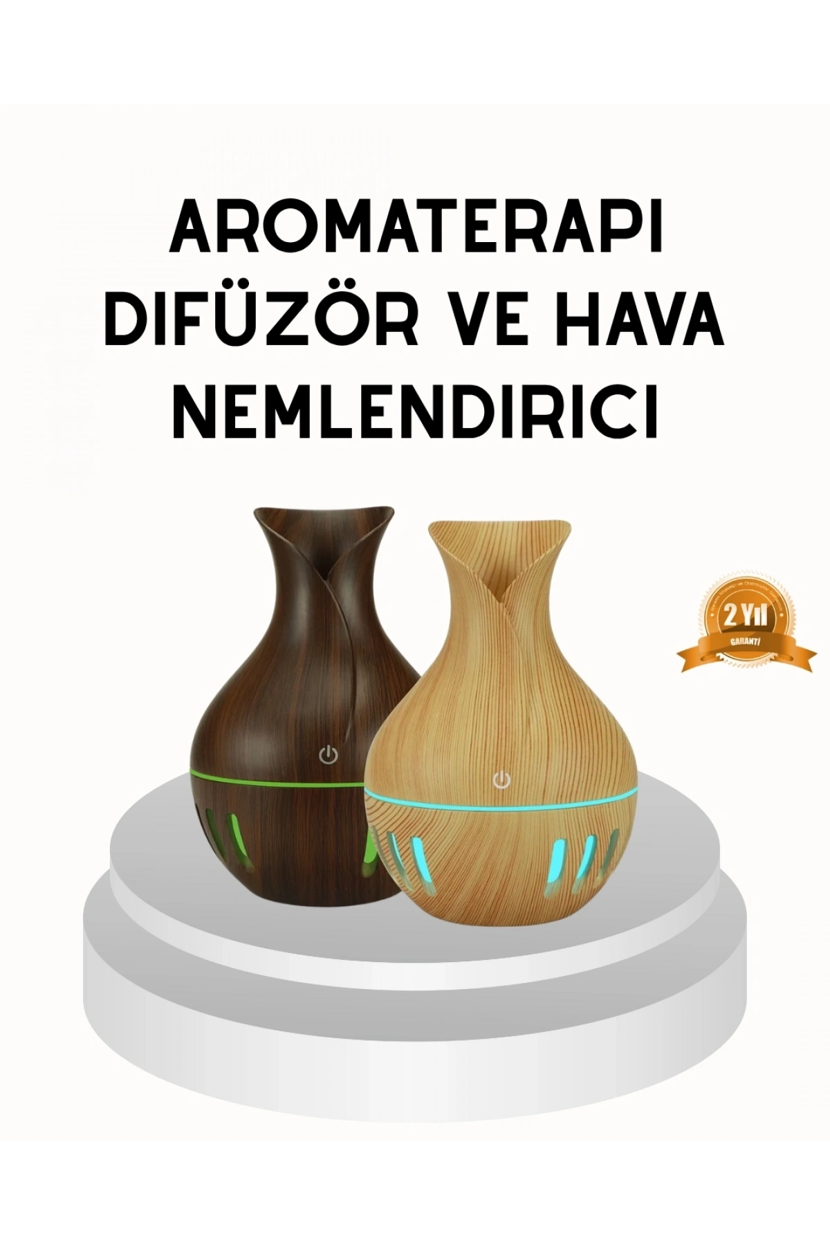Ahşap Desenli 130 ml Aromaterapi Difüzör Sessiz ve USB Bağlantılı