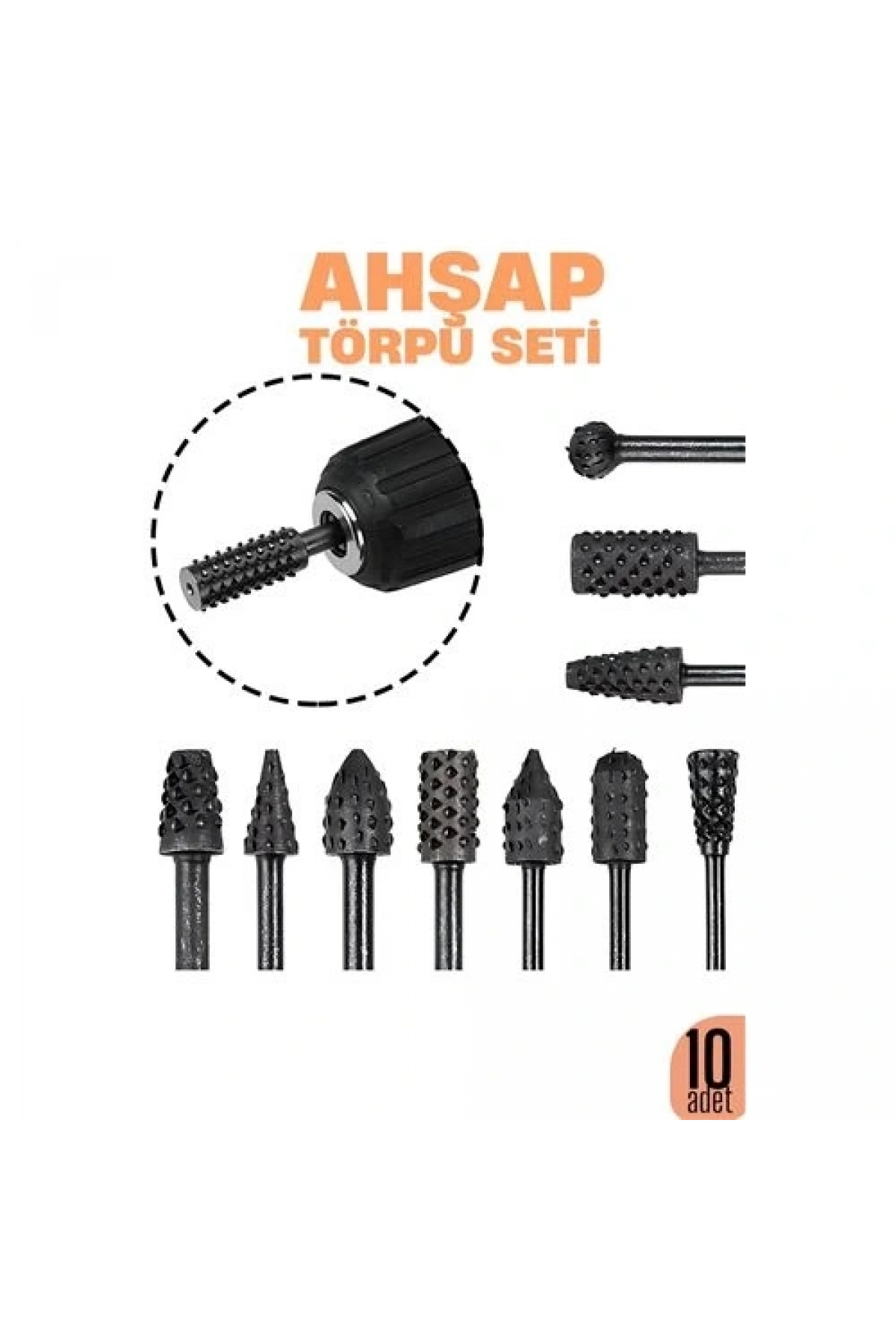 Ahşap Oyma Törpü Seti – 10lu Matkap Ucuna Şekillendirme Takımı