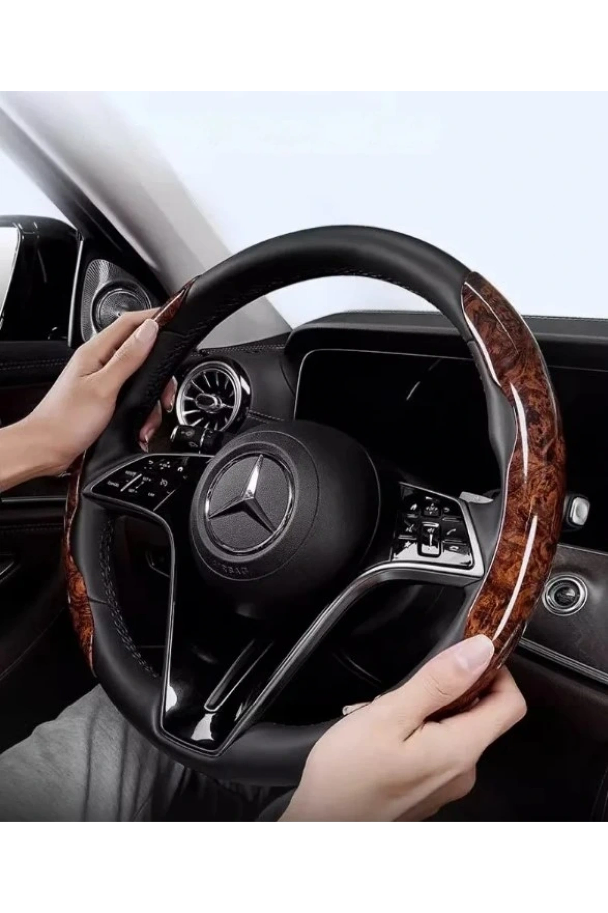 Ahşap Tasarımlı Direksiyon Simidi Koruma Kılıfı 2 li (5047)