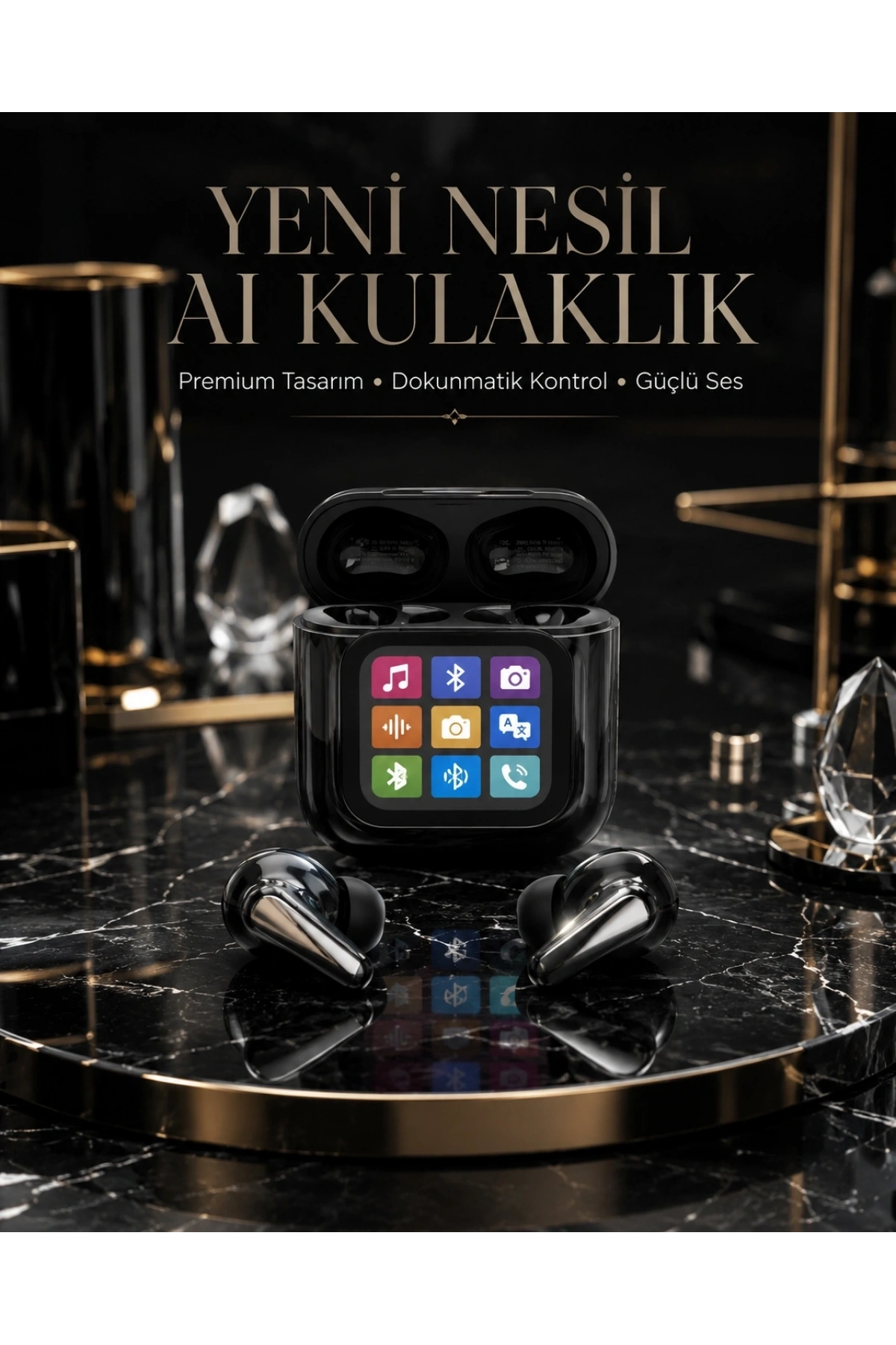 AI Bluetooth Kulaklık Akıllı Dokunmatik Kontrol Özellikli