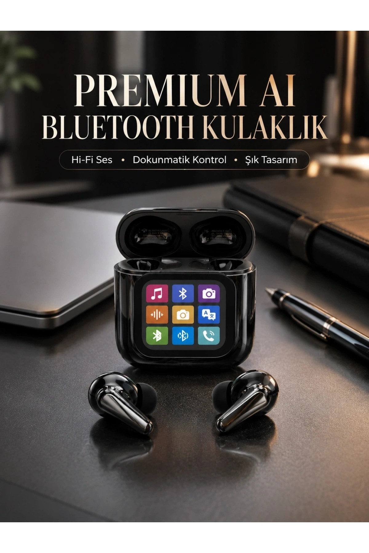 AI Destekli Dokunmatik Ekranlı Kablosuz Bluetooth Kulaklık