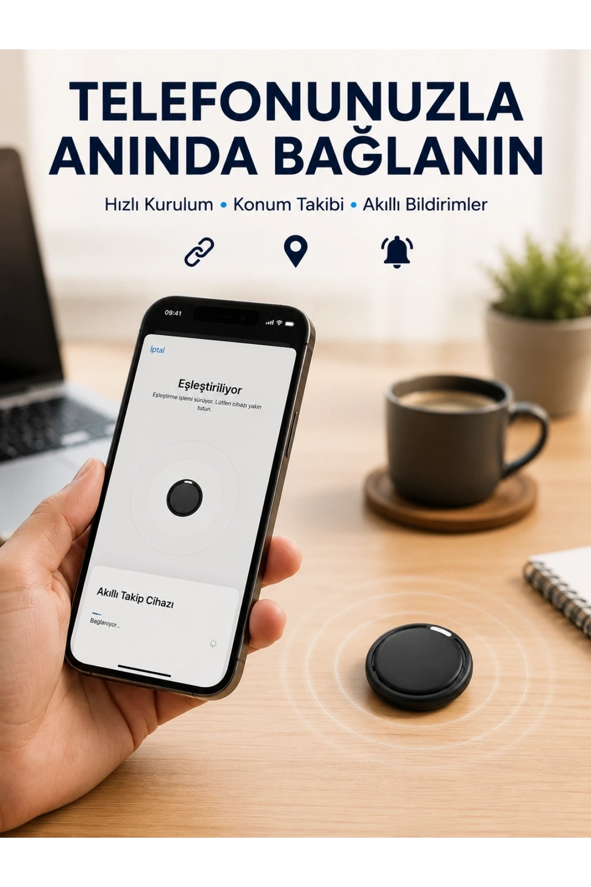 AirTag Akıllı Eşya Takip Cihazı Apple ve Android Uyumlu Uzun Pil Ömürlü