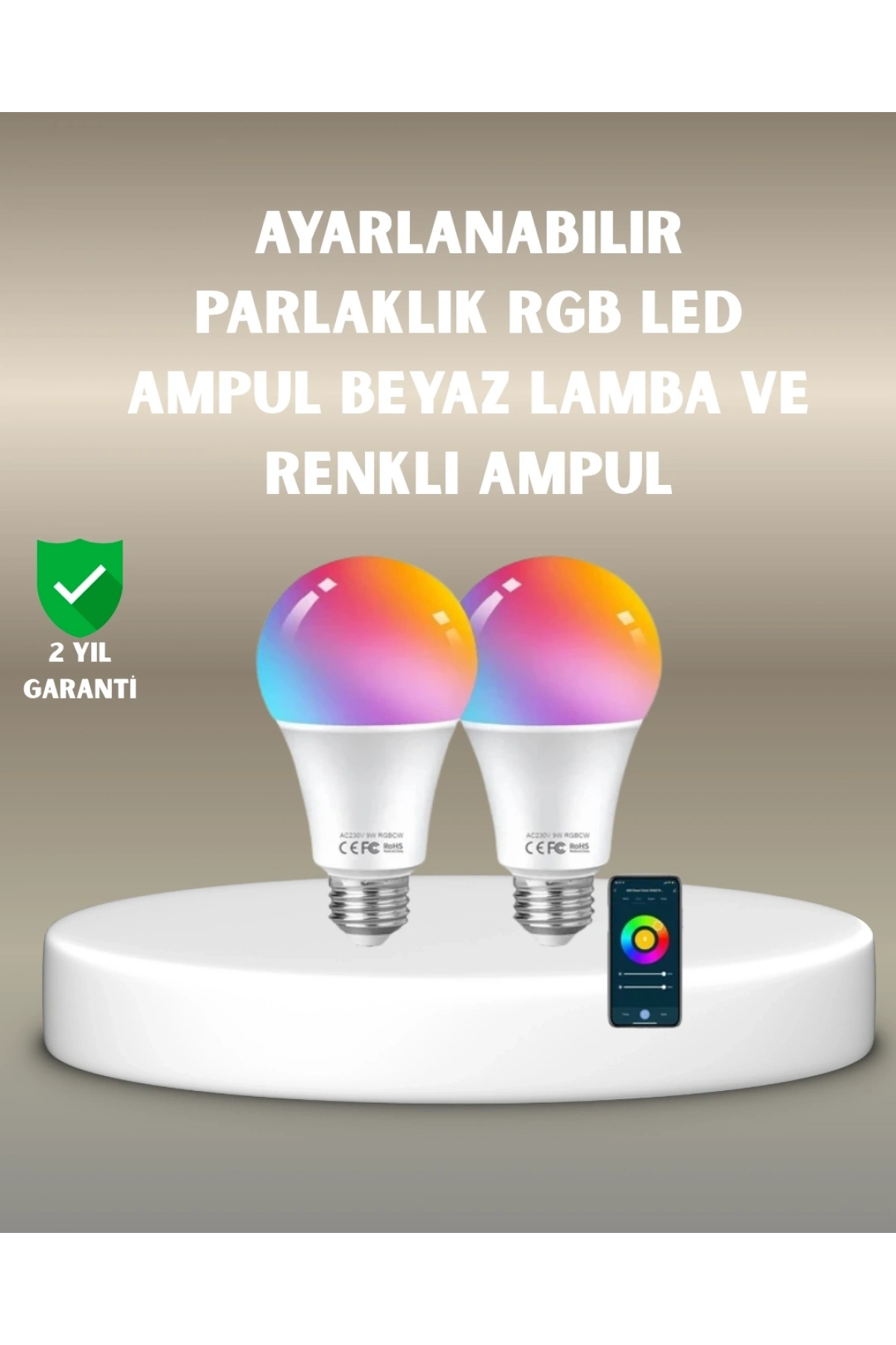 Akıllı 9W RGBW LED Ampul, tasaruflu romantik ışıklı