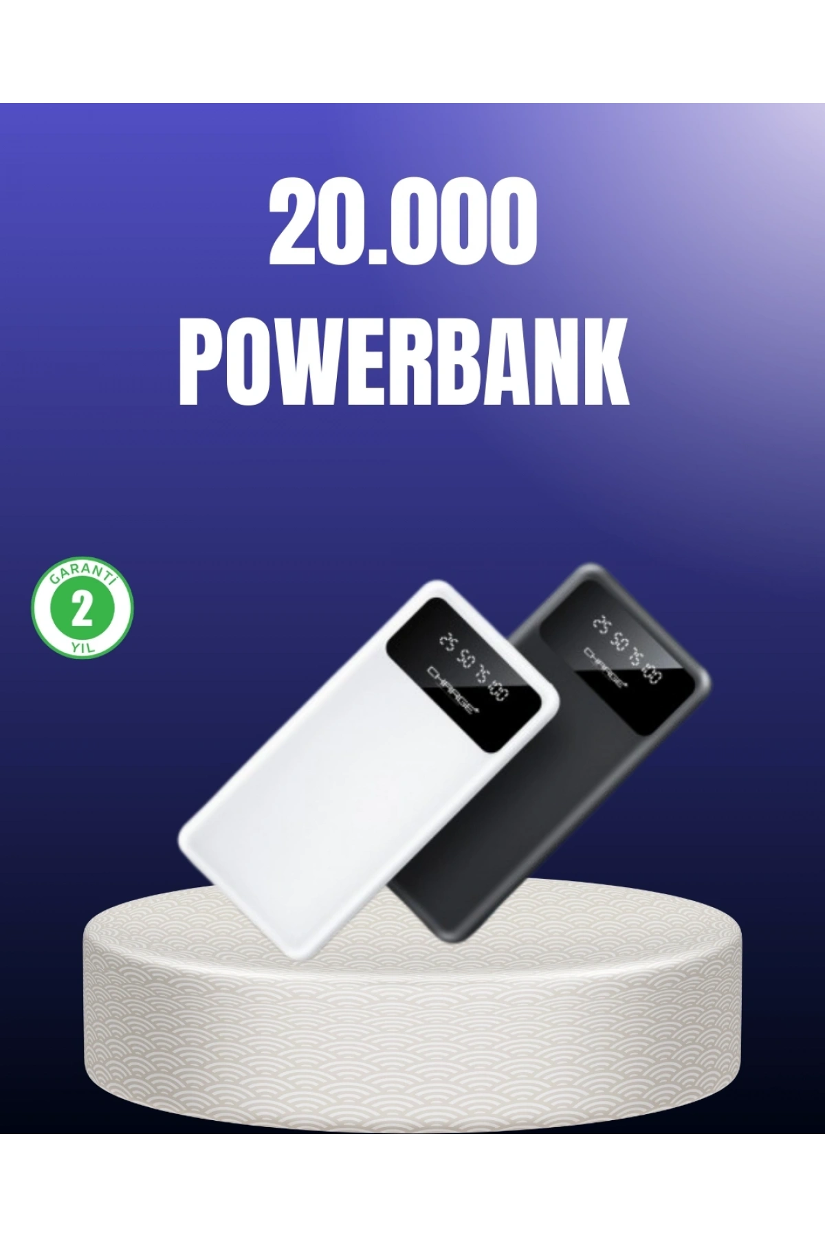Akıllı LCD Ekranlı 20.000mAh Powerbank PD + USB + Type-C