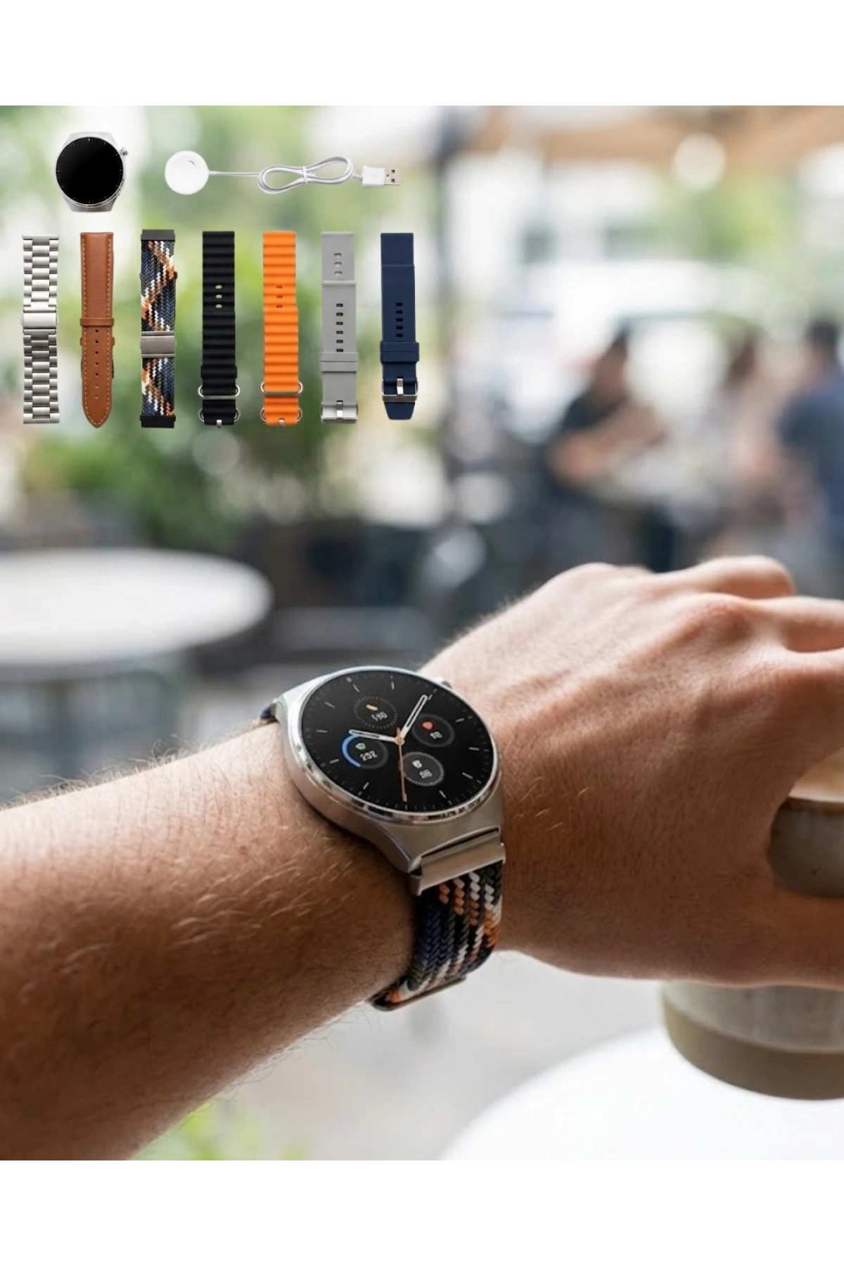 Akıllı Saat 7 Kordonlu Bluetooth Arama Nabız Takip ve Spor Modlu Çok Fonksiyonlu