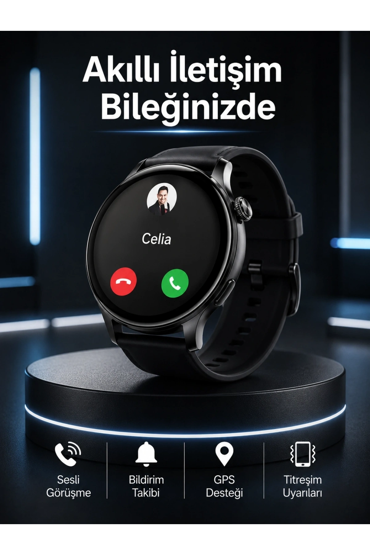 Akıllı Saat Bildirim Görme Amoled Ekran GPS Uyumlu Sesli Görüşme