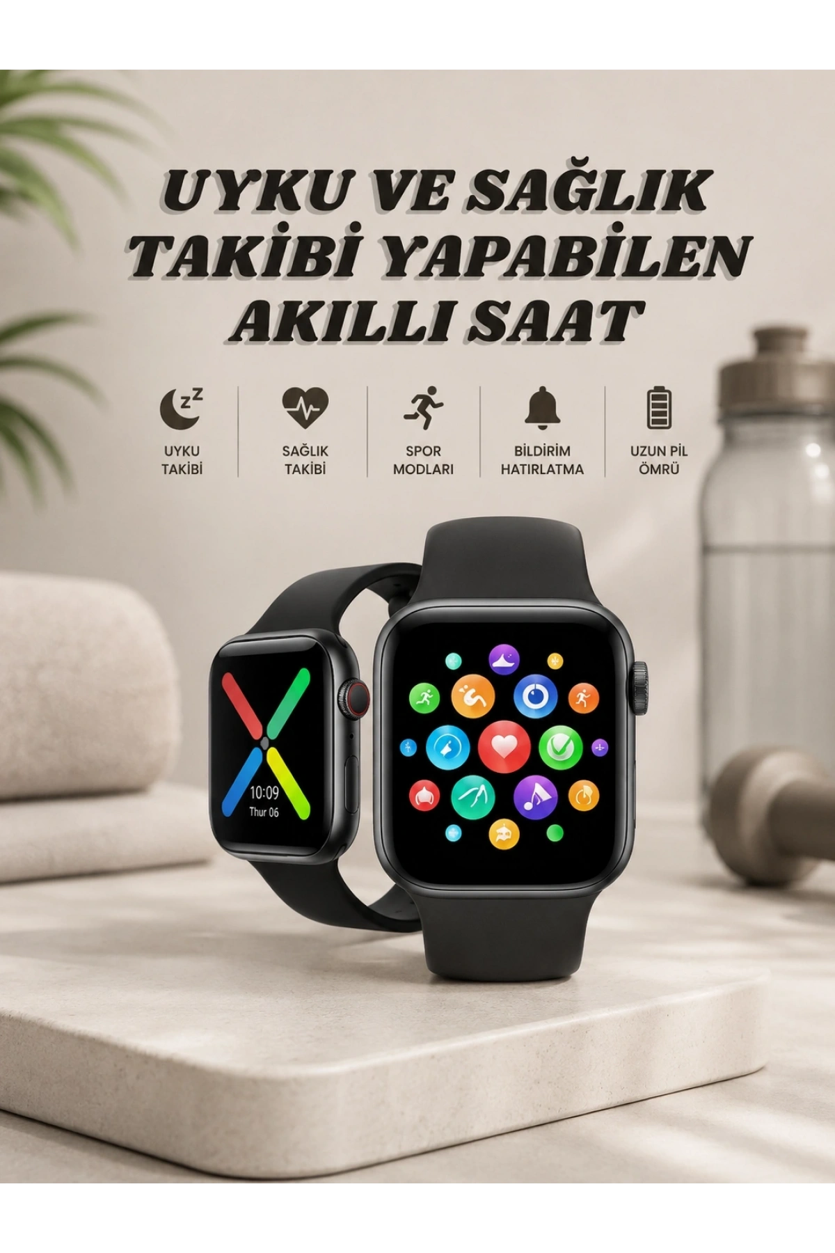 Akıllı Saat Wireless Şarj Yüksek Çözünürlüklü Müzik Dinleme Sesli Cevaplama