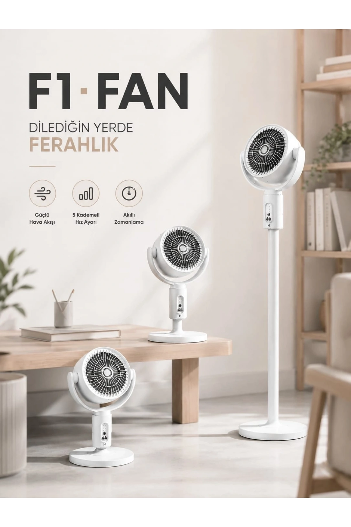Akıllı Zamanlayıcı Özelliğiyle Enerji Tasarruflu Dikey Vantilatör