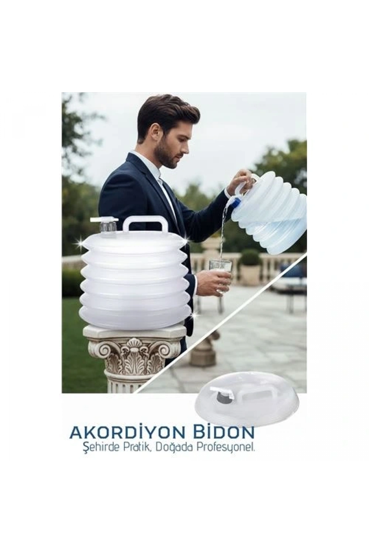 Akordiyon Bidon - Katlanabilir Lüks Su Taşıma Ünitesi | 10L Şeffaf Tasarım