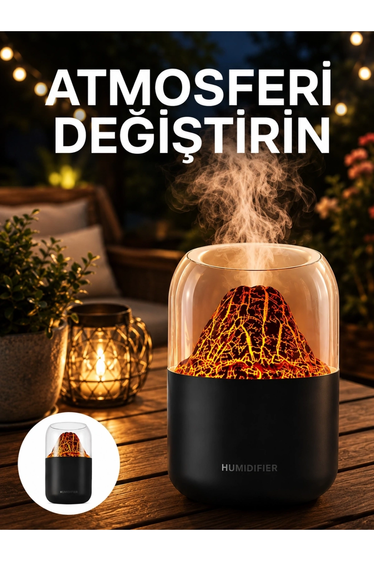 Alev Efektli Ultrasonik Difüzör – Sessiz Çalışma