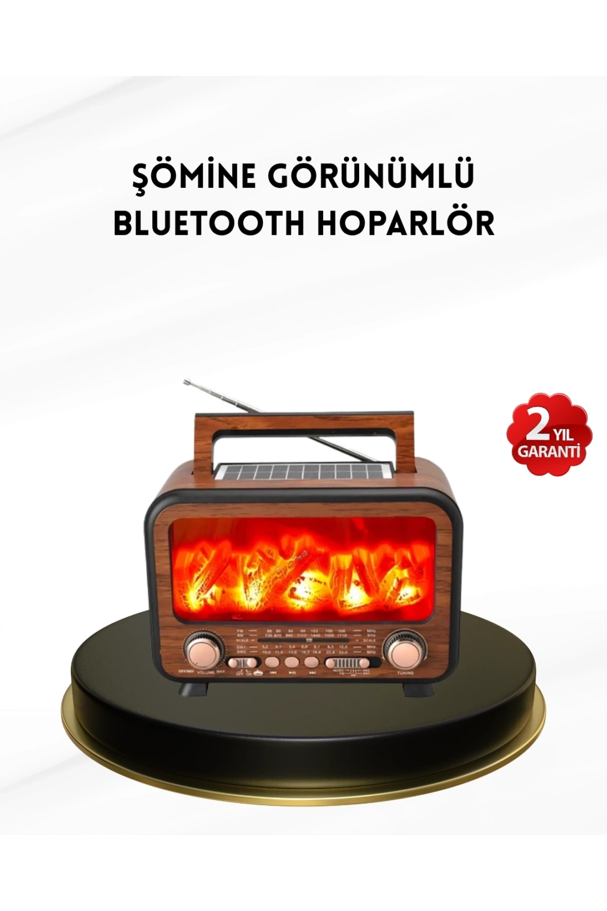 Alev Işığı Efektli Solar Bluetooth Hoparlör Radyo Destekli Taşınabilir Model