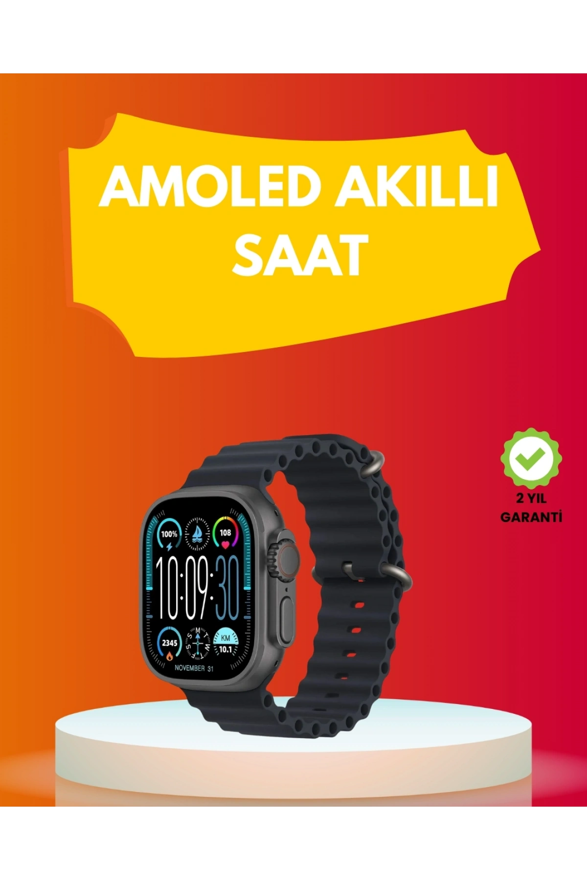 AMOLED Ekran 49mm Ultra Tasarım 3 Kordonlu Akıllı Saat
