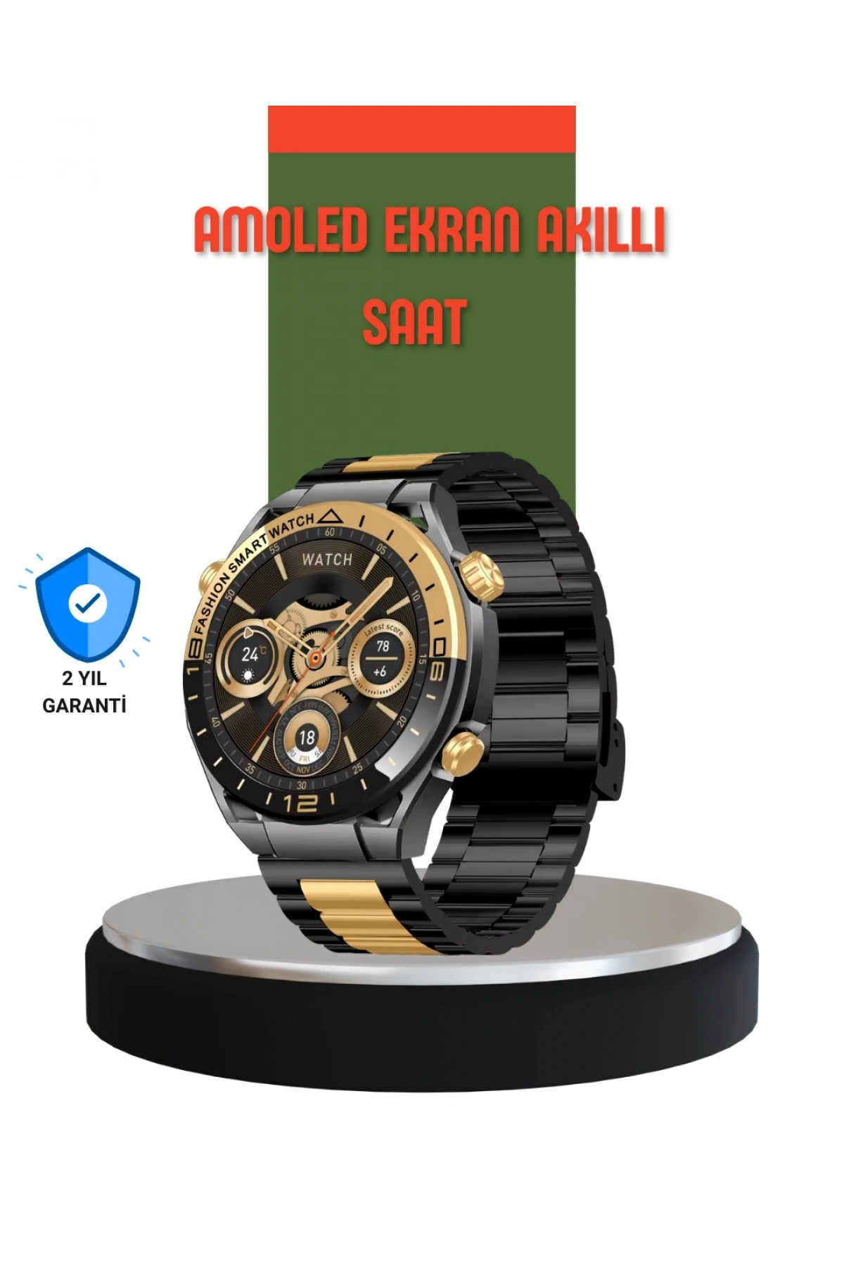 Amoled Ekran Akıllı Saat Bluetooth 5.1 Çağrı Destekli 3 Bileklikli