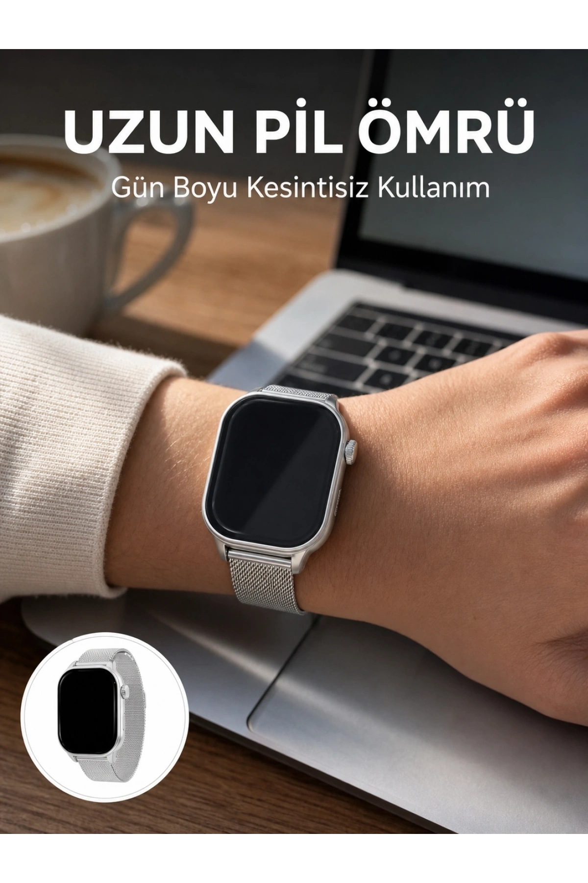 AMOLED Ekranlı Bluetooth Aramalı 3 Kordonlu Akıllı Saat