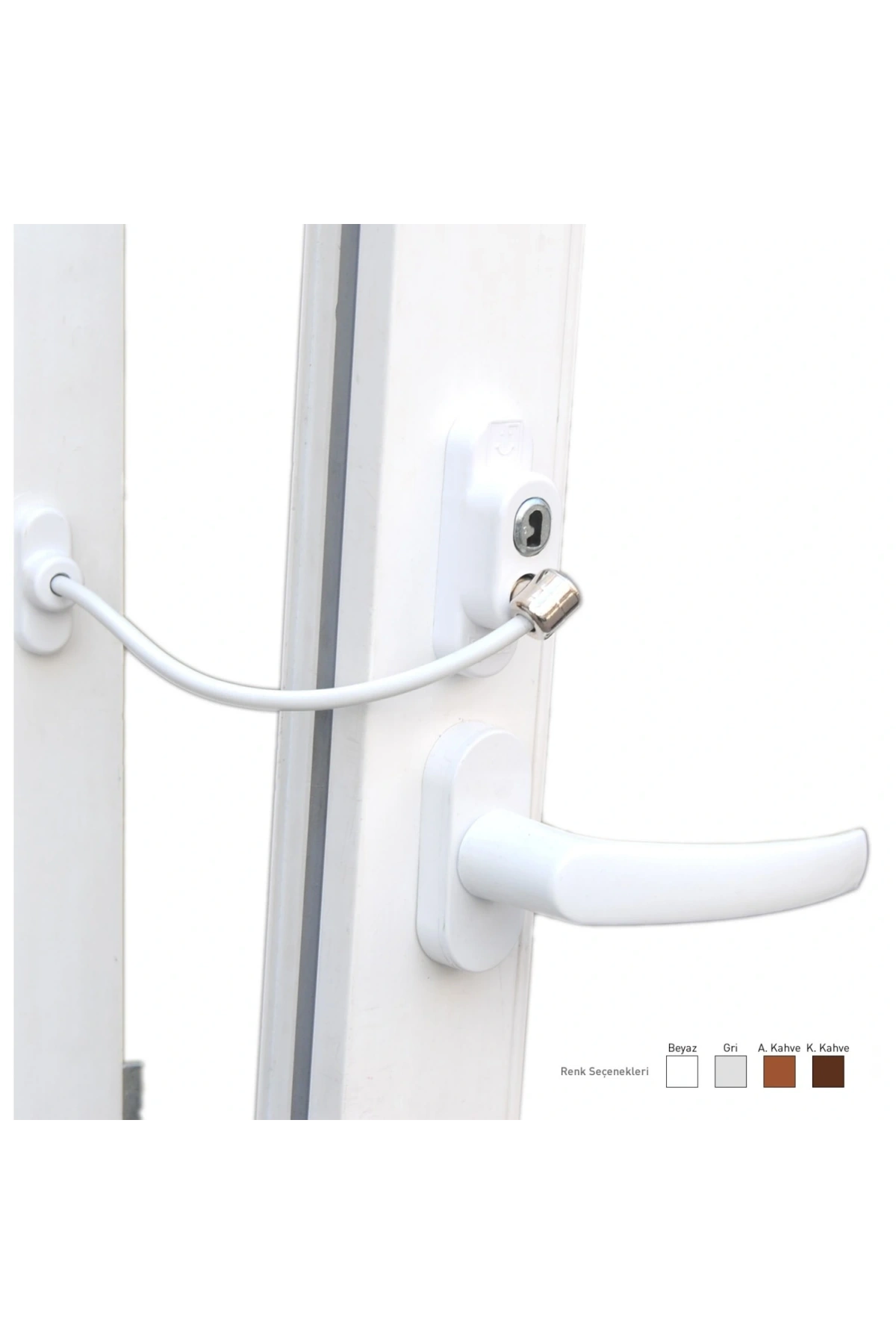 Anahtarlı Halatlı Pvc Kapı Pencere Emniyet Kilidi (5047)