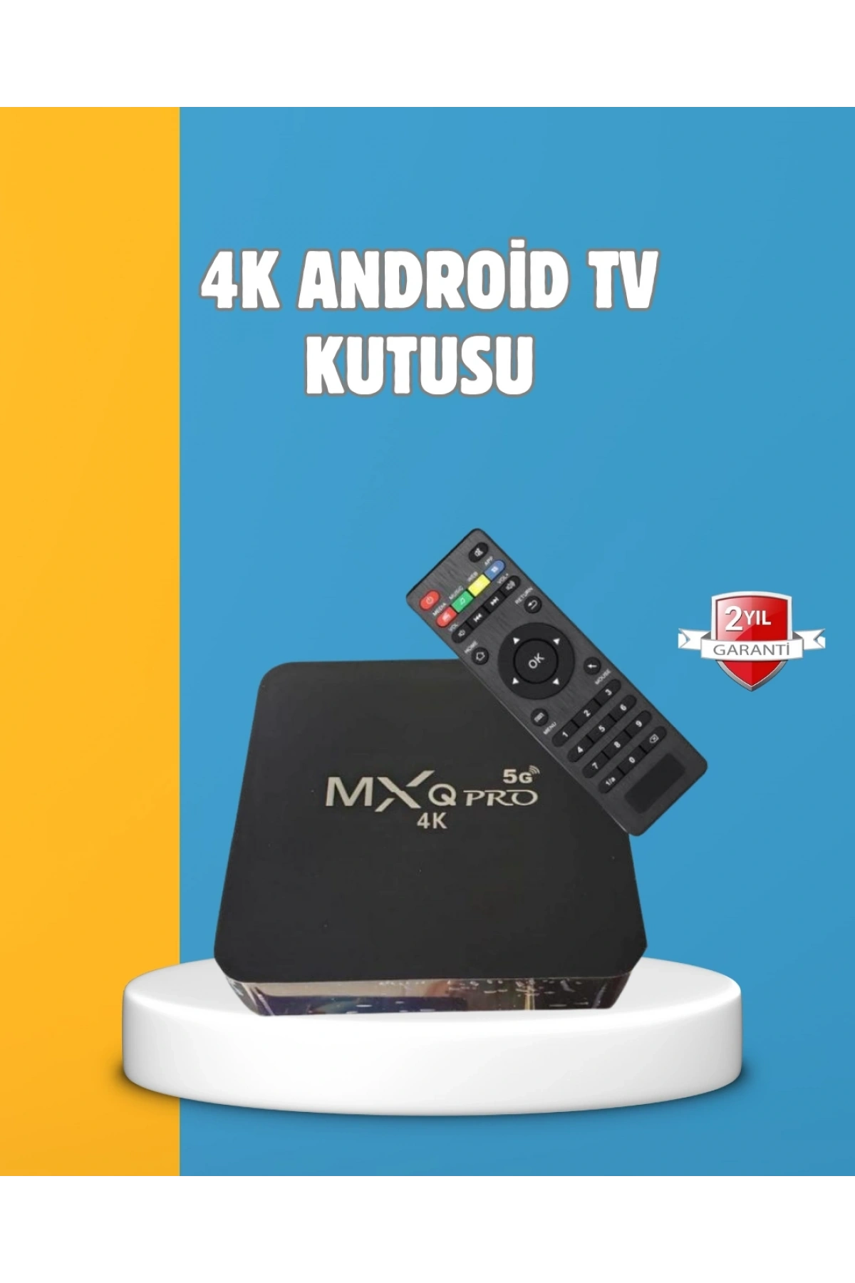 Android TV Box 4K – 2GB RAM 16GB ROM, Kablosuz Wi-Fi Medya Oynatıcı