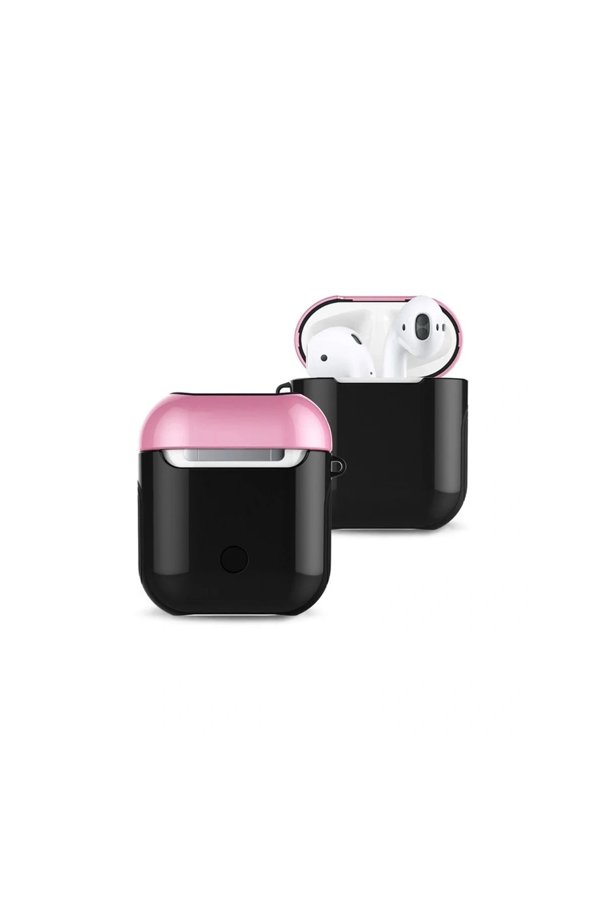 Apple Airpods 2 (2.nesil) 3in1 Kılıf - Siyah-pembe