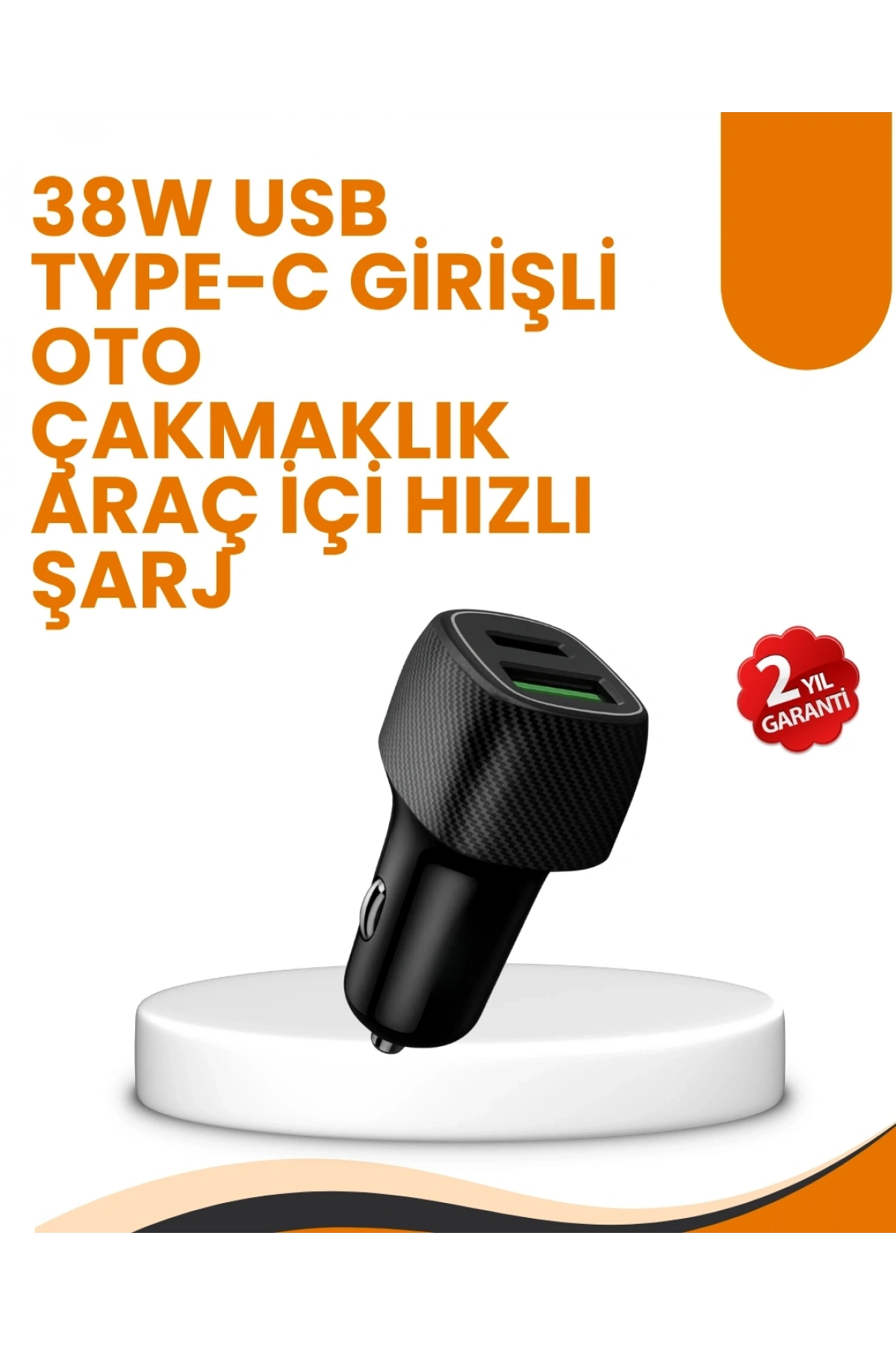 Araç Çakmak Girişli 38W Hızlı Şarj Aleti – İki Cihaz Destekli