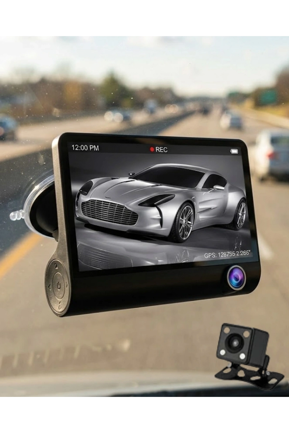 Araç DVR Kamera Çift Lensli 4 İnç Ekranlı G Sensörlü