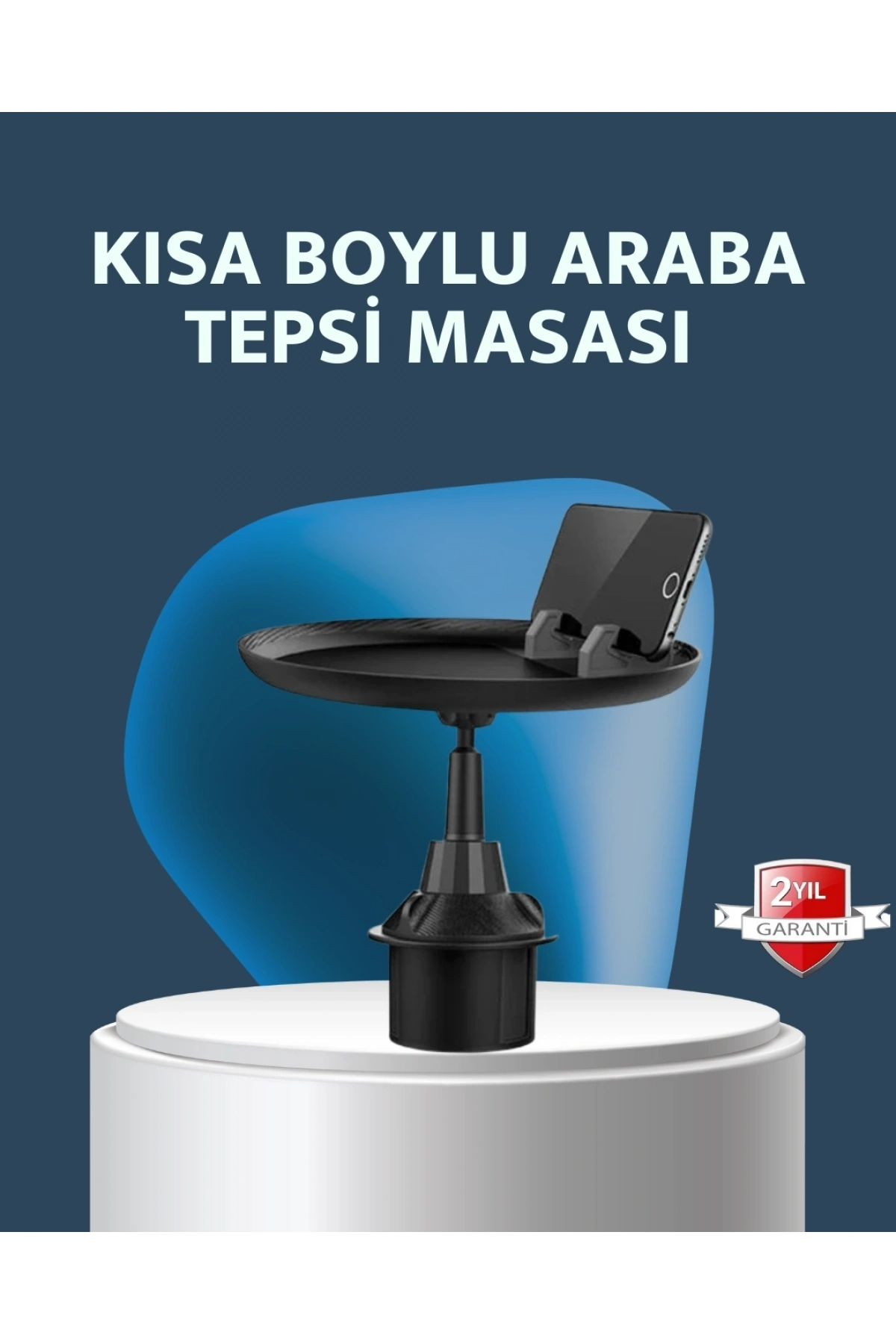 Araç İçi 360° Ayarlanabilir Bardaklık Tepsisi Geniş Yüzeyli ve Telefon Standlı
