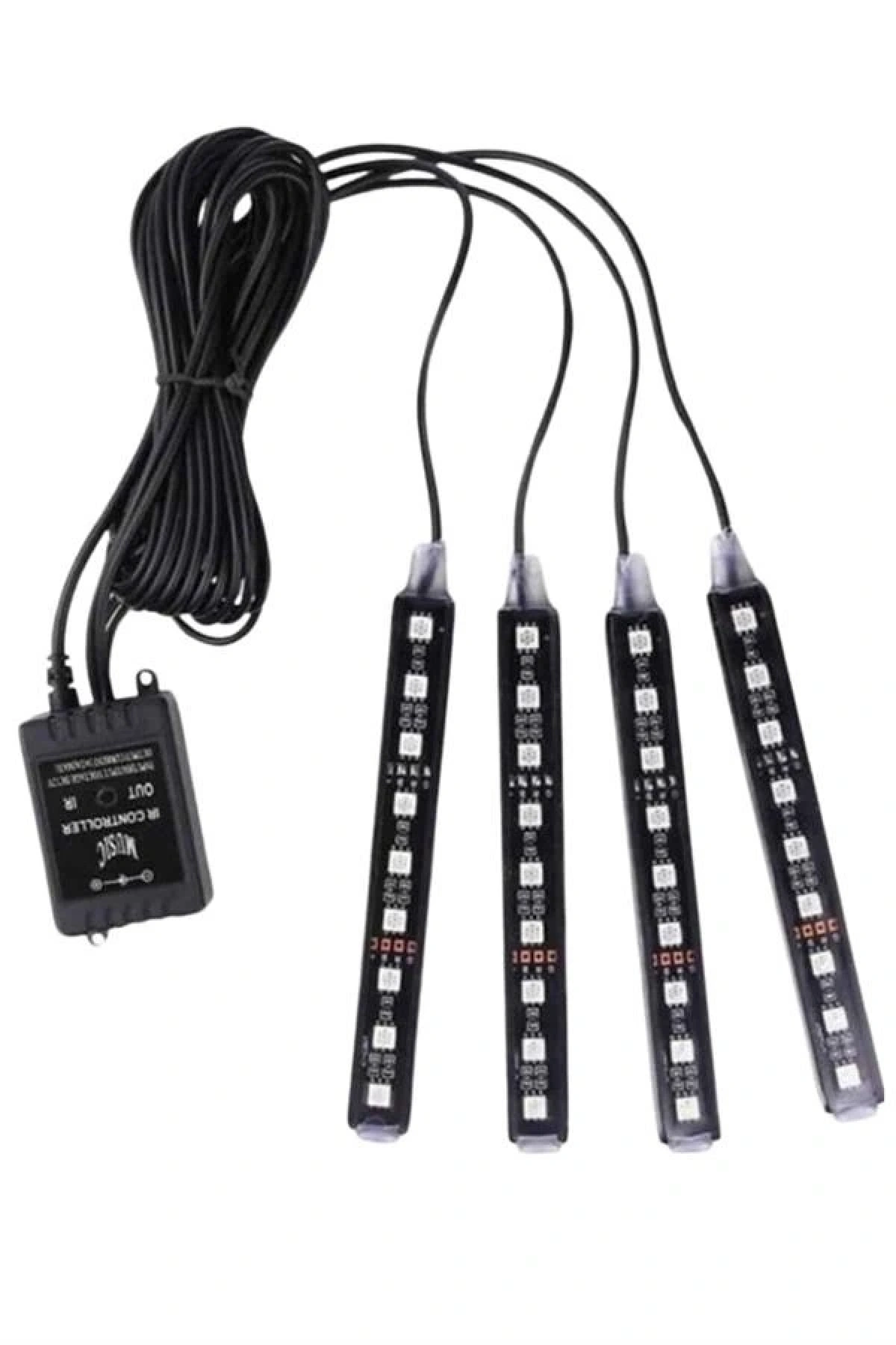 Araç Içi Aydınlatma Kumandalı 12 Led Ayak Altı Led Ambiyans Işığı Sese Duyarlı Kumandalı