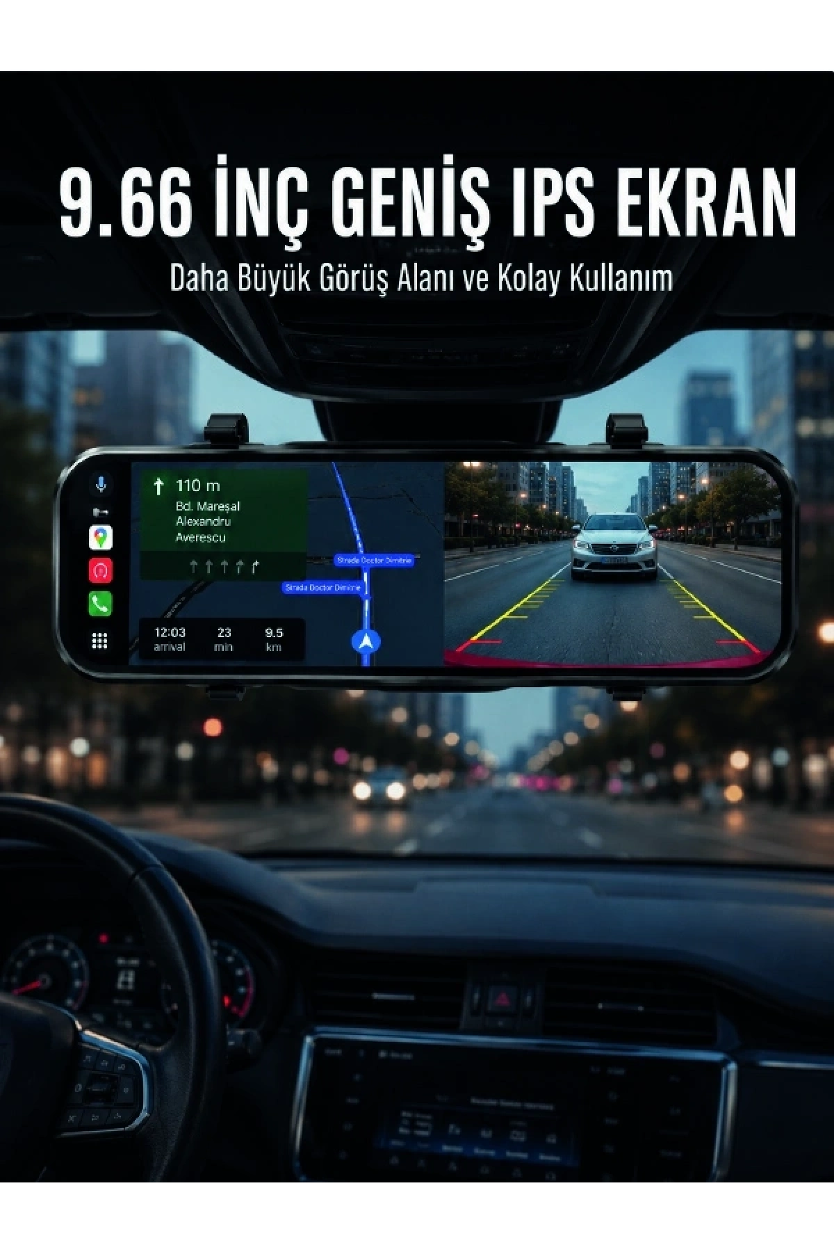 Araç İçi Ayna Carplay Dokunmatik Multimedya ve Kamera Kayıt Ekranı
