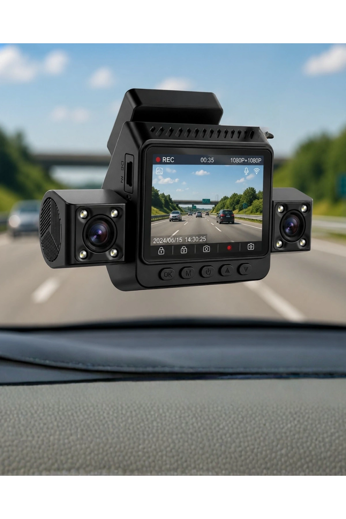 Araç Ön Arka İç Kamera Sistemi Full HD Hareket Sensörlü Kayıt Cihazı