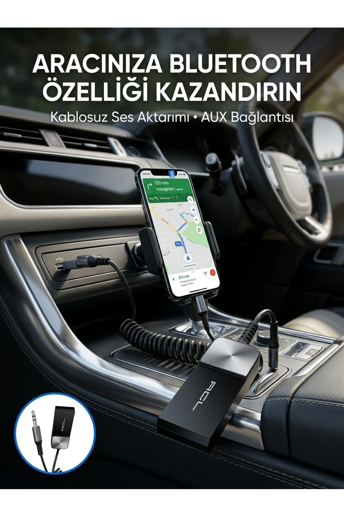 Araç ve Ev Ses Sistemleri İçin Bluetooth AUX Adaptörü