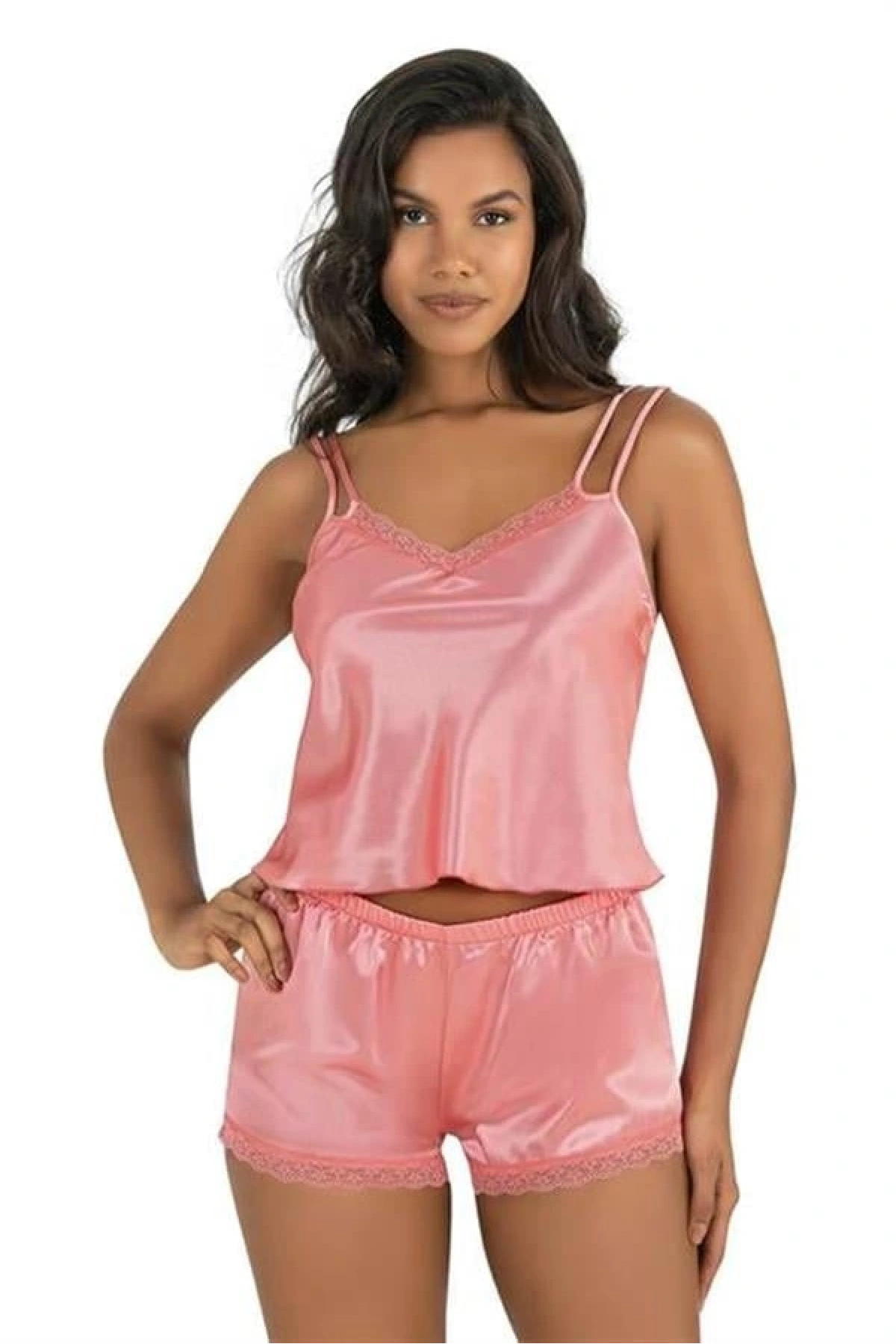 Arias Closet Mercan Saten Şort Takımı 9210