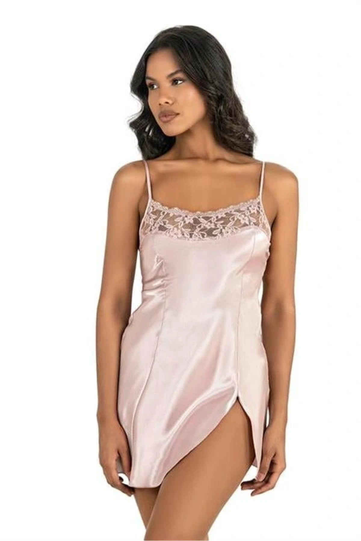 Arias Closet Pudra Kısa Saten Gecelik 8217