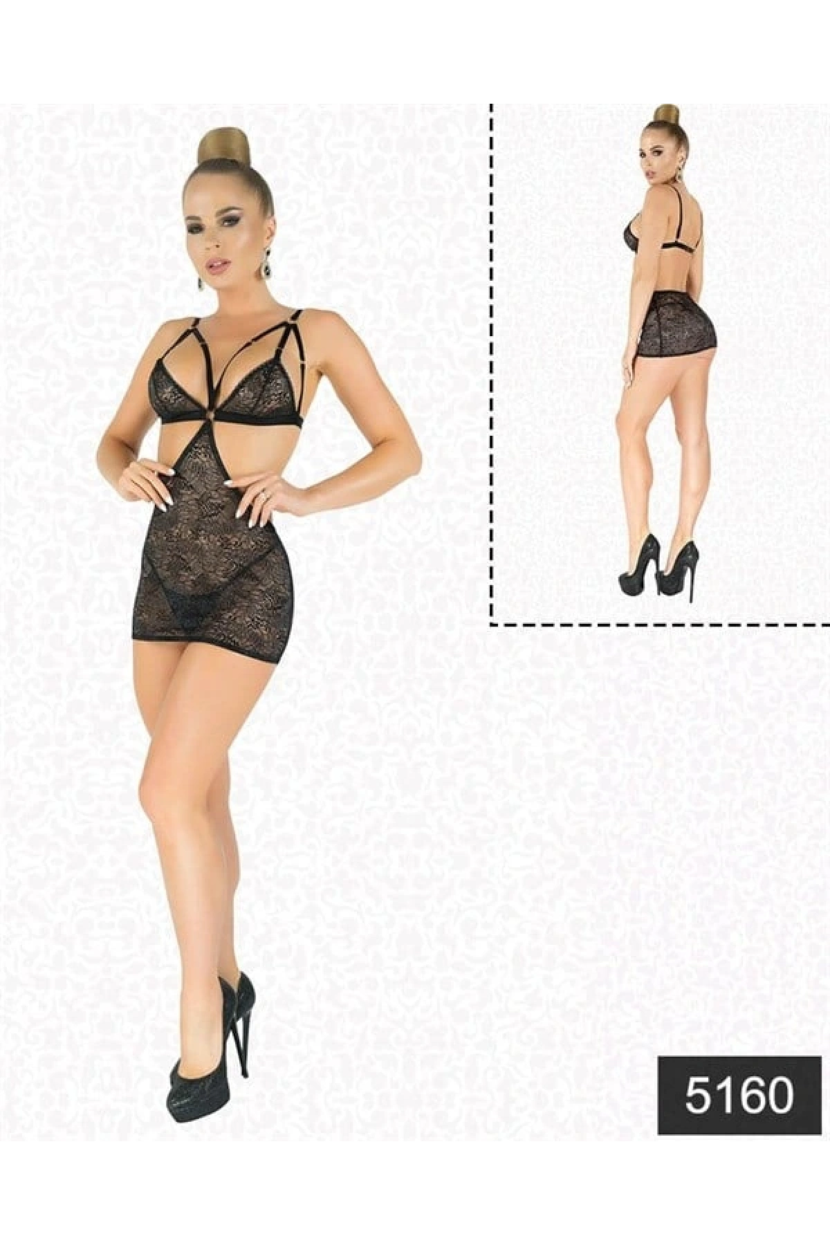 Arias Closet Simli Likralı Dantel Babydoll