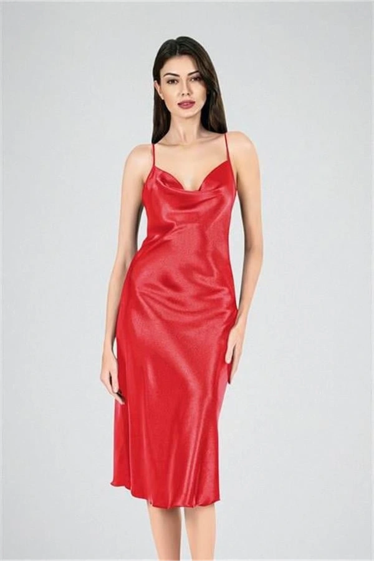 Arias Closet Uzun Gecelik Degaje Kırmızı