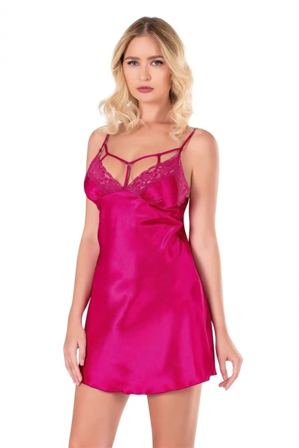 Arias Closet Vişne Kısa Saten Gecelik