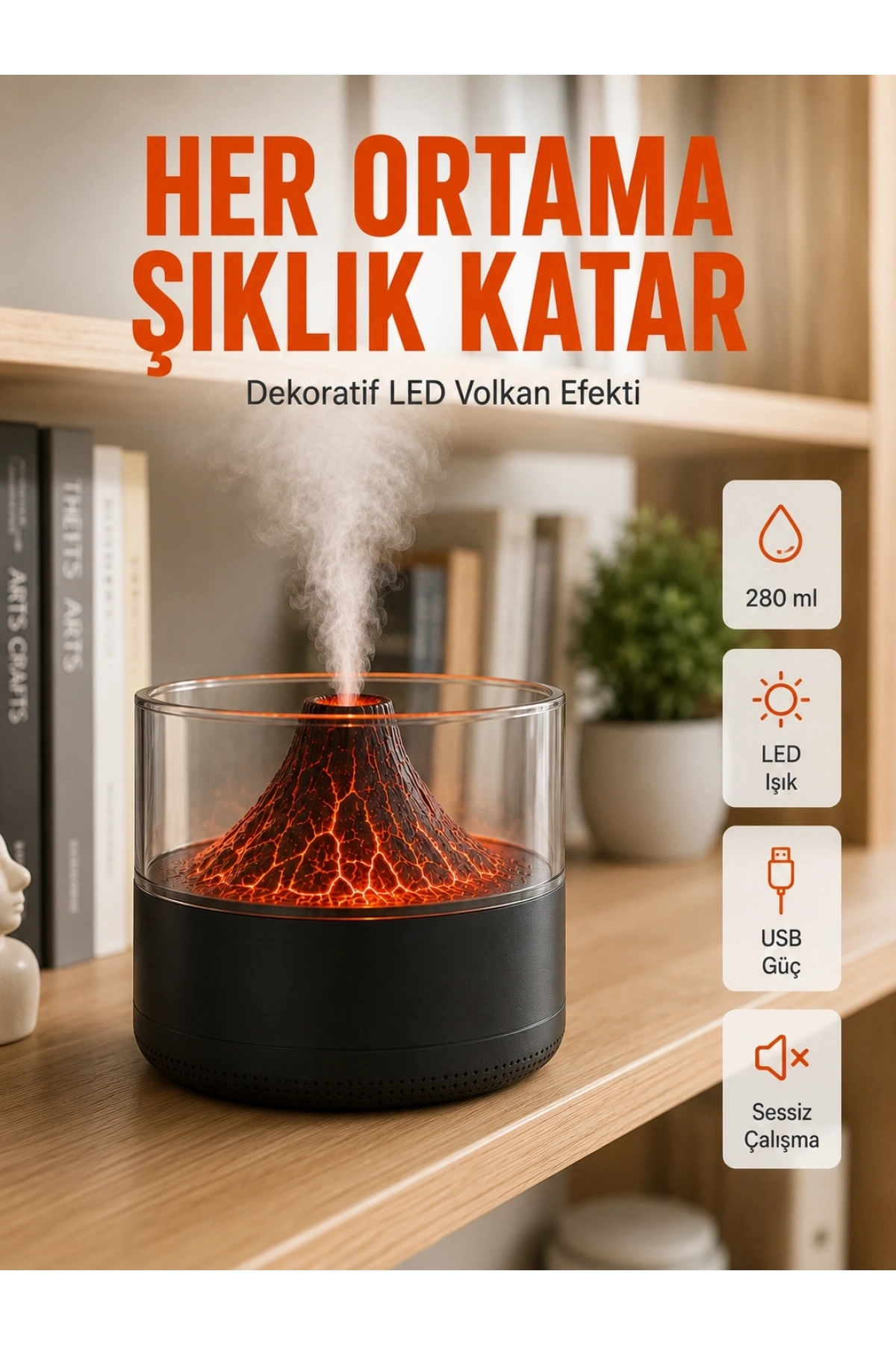 Aromaterapi Difüzörlü Sessiz Çalışan Hava Nemlendirici